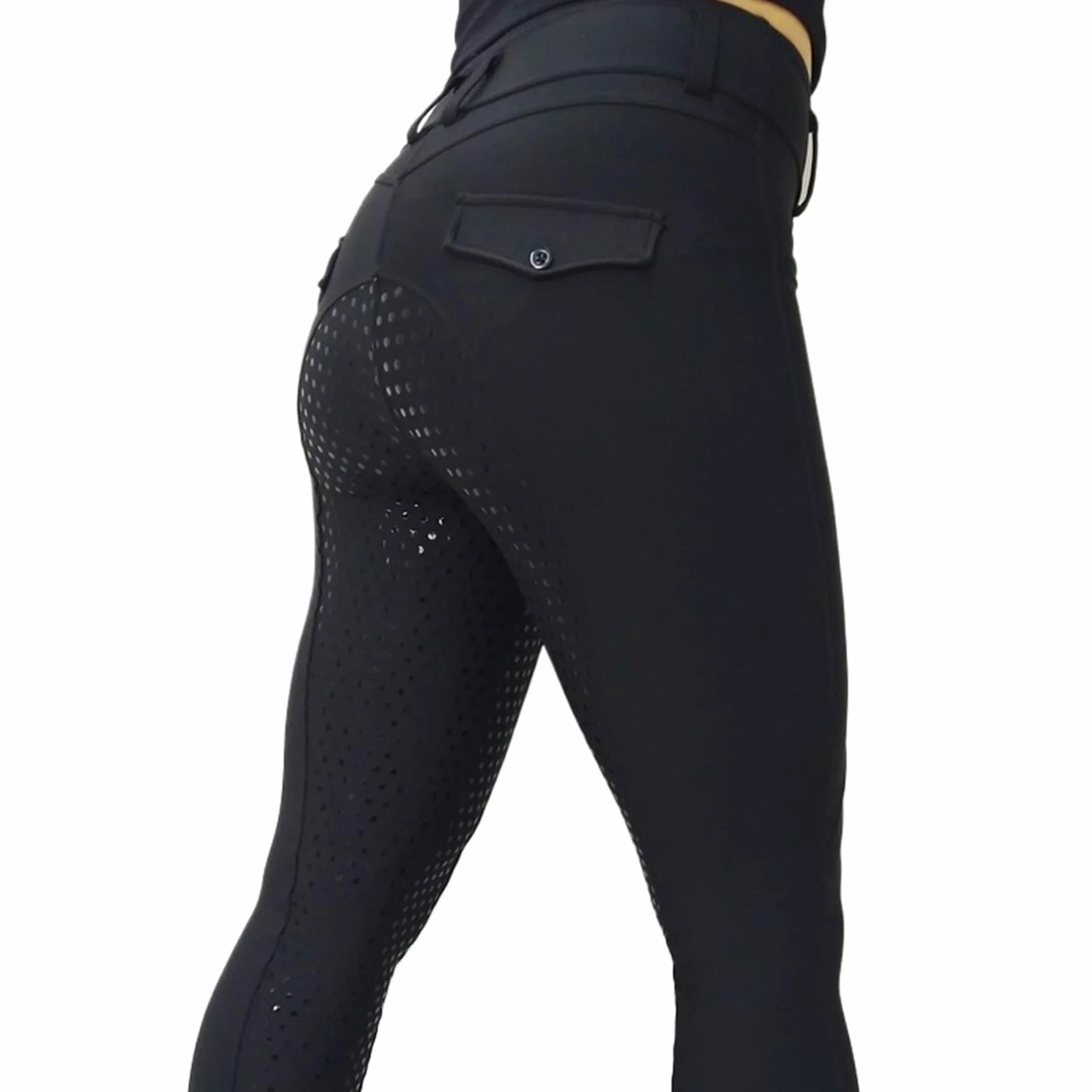 Mallas de equitación de Silicona for competición, con Bolsillo, for Mujer, for Entrenamiento y equitación(Black Riding Pants,XL)