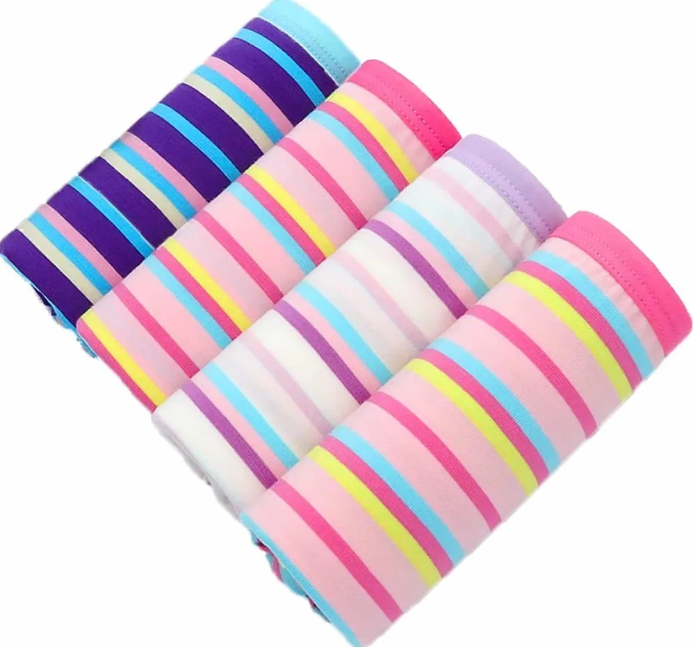 Sin marca Braguitas Braguitas de Cintura Media Braguitas a Rayas Sexy Azul Marino Modal moderado Glúteos 4 Cajas de Regalo (Color: C, Tamaño: M)