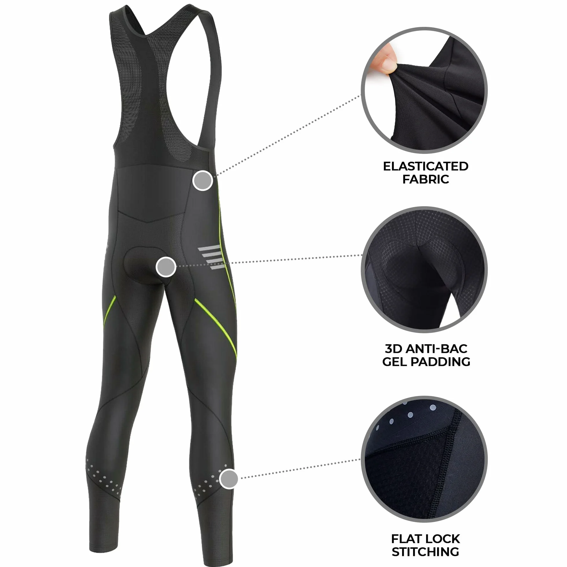 FDX Pantalones de ciclismo hombre forro polar térmico 3D transpirables reflectantes