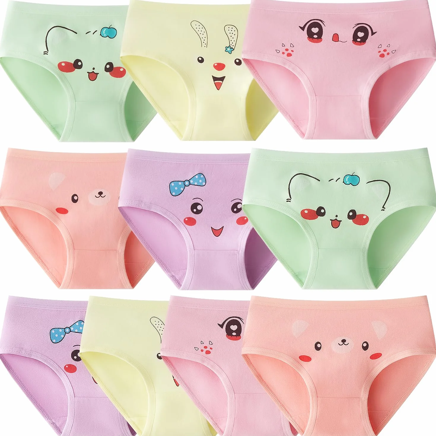 Domee Braguitas Algodón Ropa Interior Niña Pack de 10 Bragas Suaves