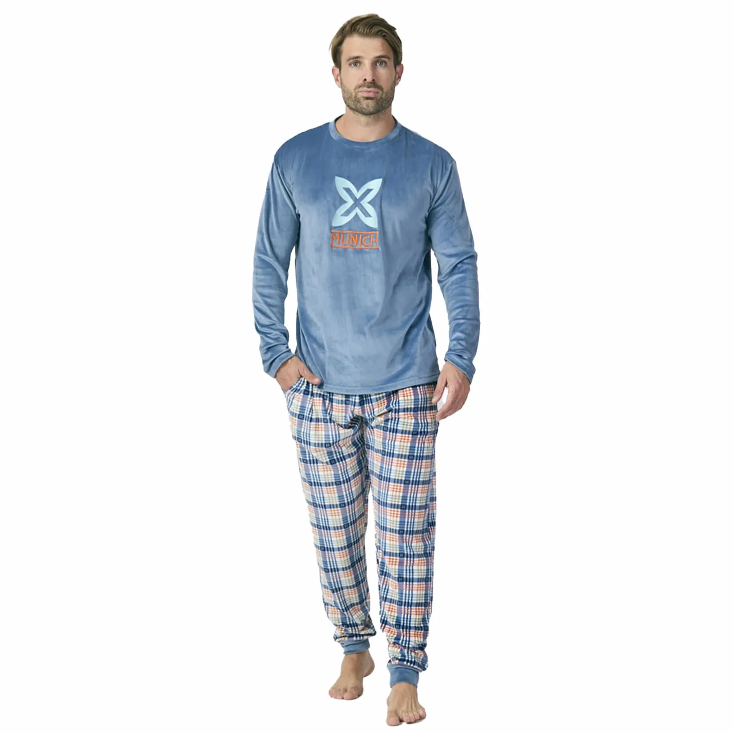 Munich Pijama Terciopelo Manga Larga MU3 para Hombre
