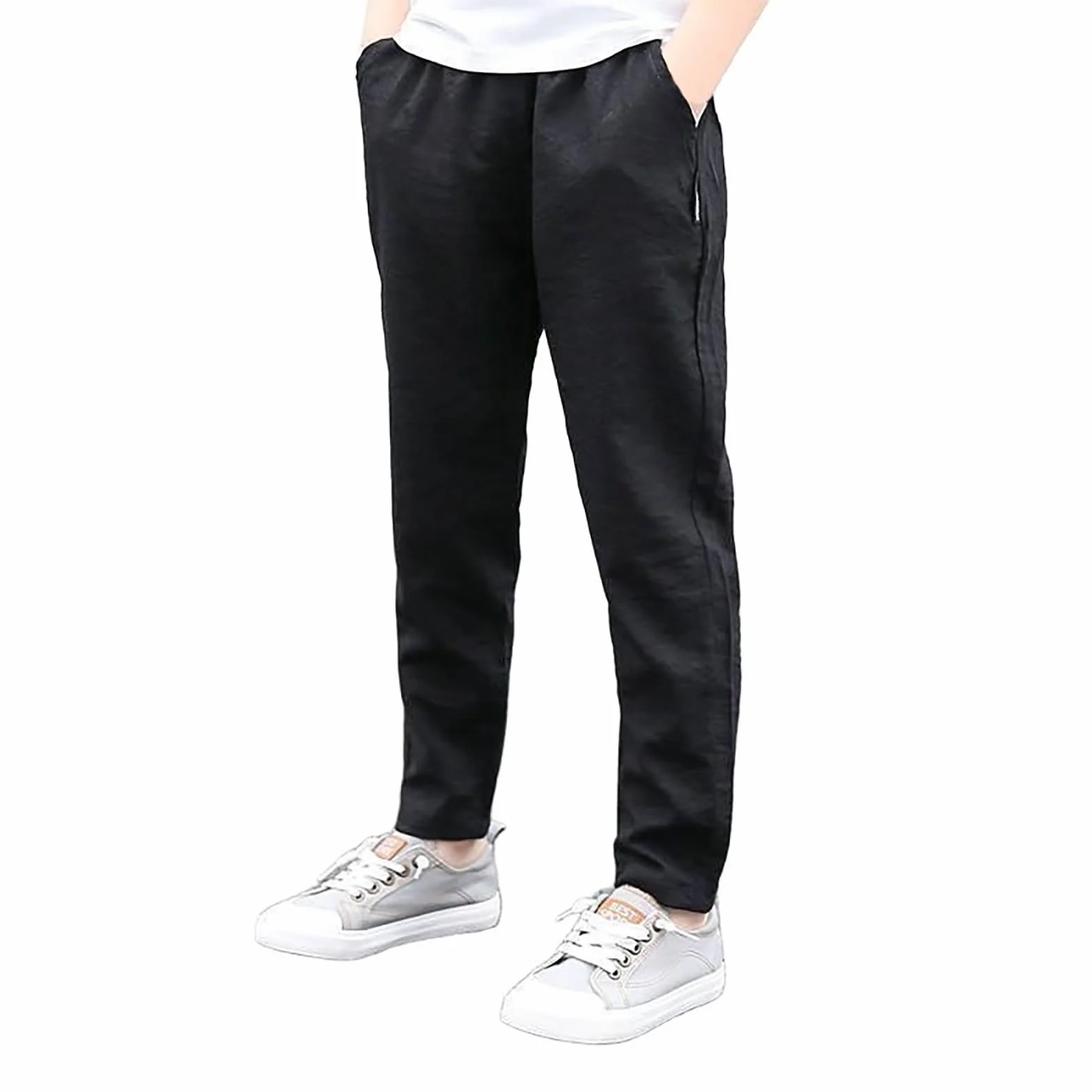 Pantalones de lino para niños cintura elástica cómodos primavera verano
