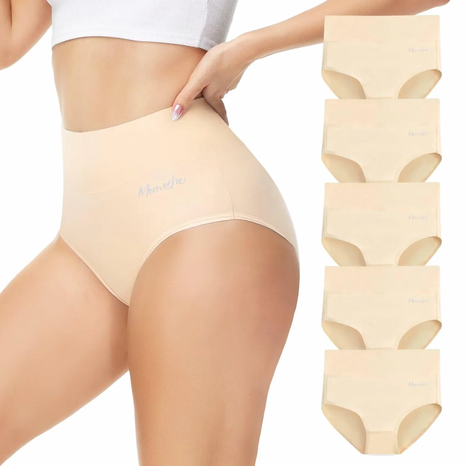 Bragas Mujer Algodón Cintura Alta Pack de 5 Culotte Cómodo Ropa Interior