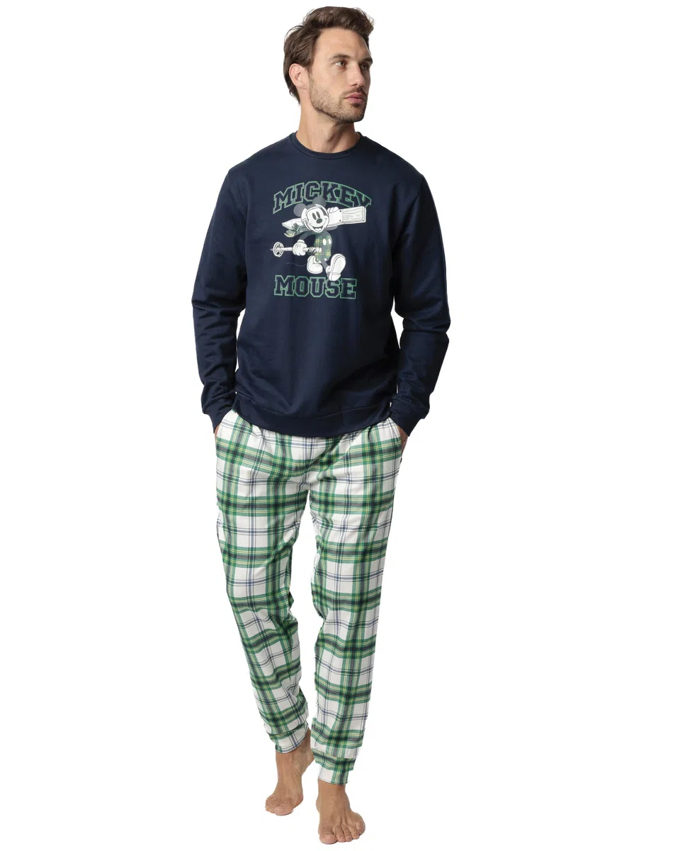 Disney Pijama Manga Larga Felpa ski Mouse para Hombre