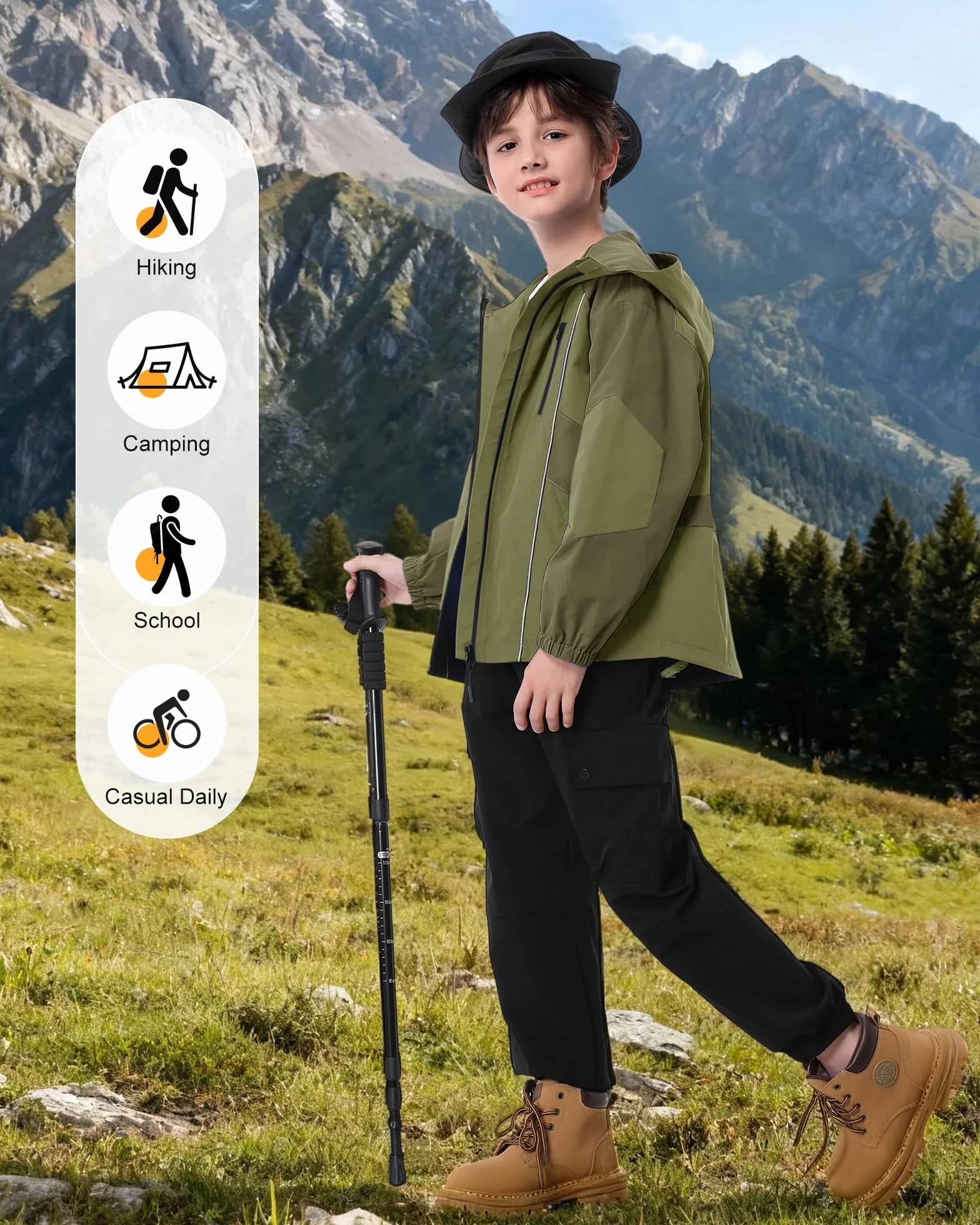 Rolanko Chaqueta Impermeable para Niños Cortavientos Ligero Softshell con Capucha
