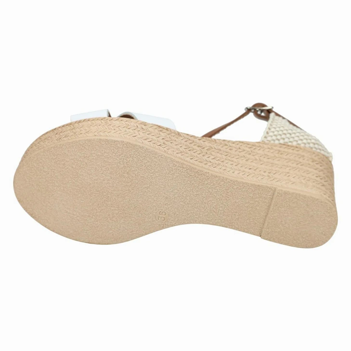 SANDALI M704 Blancas de Piel para Mujer con cuña de 6cm, Verano con cuña, Hechas en España Mujer
