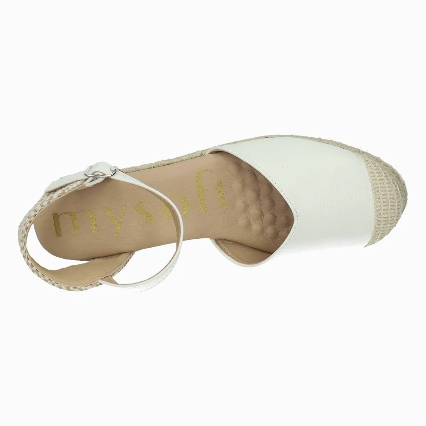 mysoft 25M150 Alpargatas con cuña Blanca para Mujer, diseño Elegante y cómodo Hecho en España Mujer Alpargatas