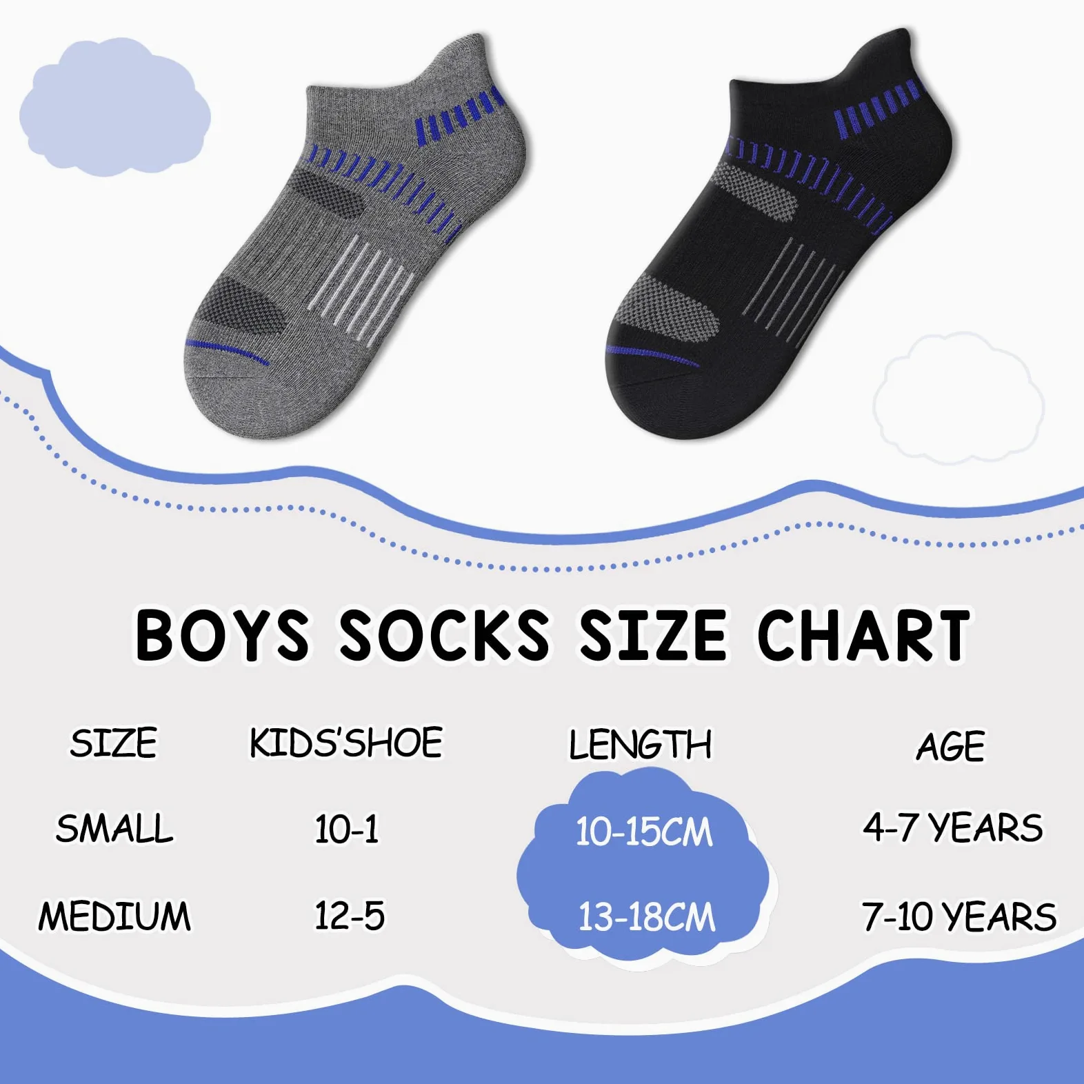 Comfoex 10 pares de calcetines deportivos para niños de 4 a 6, 8 a 10, 6 a 8 años, calcetines cortos de algodón con suela acolchada