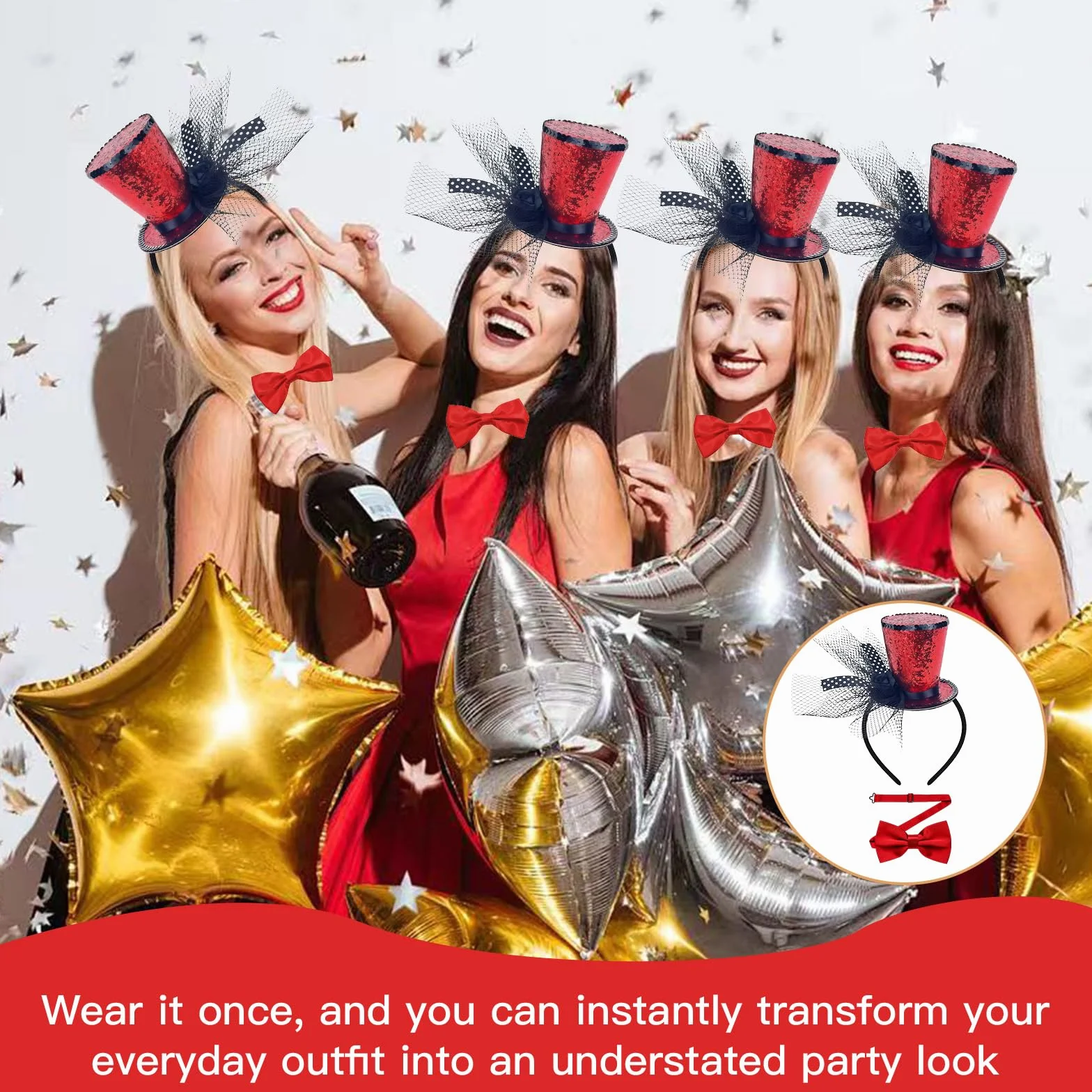 Mini sombrero de fiesta con banda para el cabello, adorno brillante de 19x8 cm, ideal para disfraces de Halloween, bodas y eventos retro, accesorio elegante para mujeres
