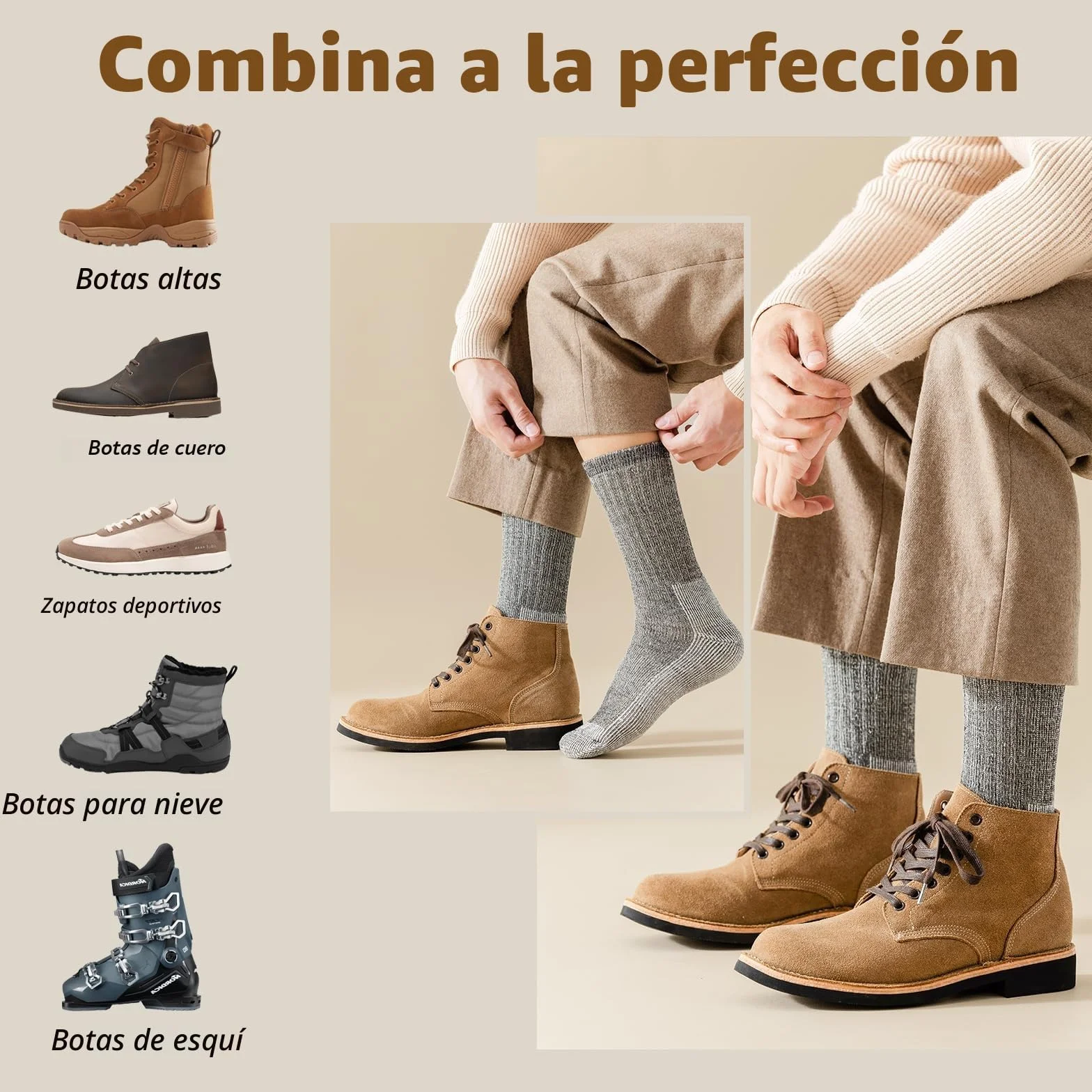 Vihir Calcetines de merino para hombre – Tubo largo Merino Sport Calcetines para esquí, trekking, senderismo, 3 pares…