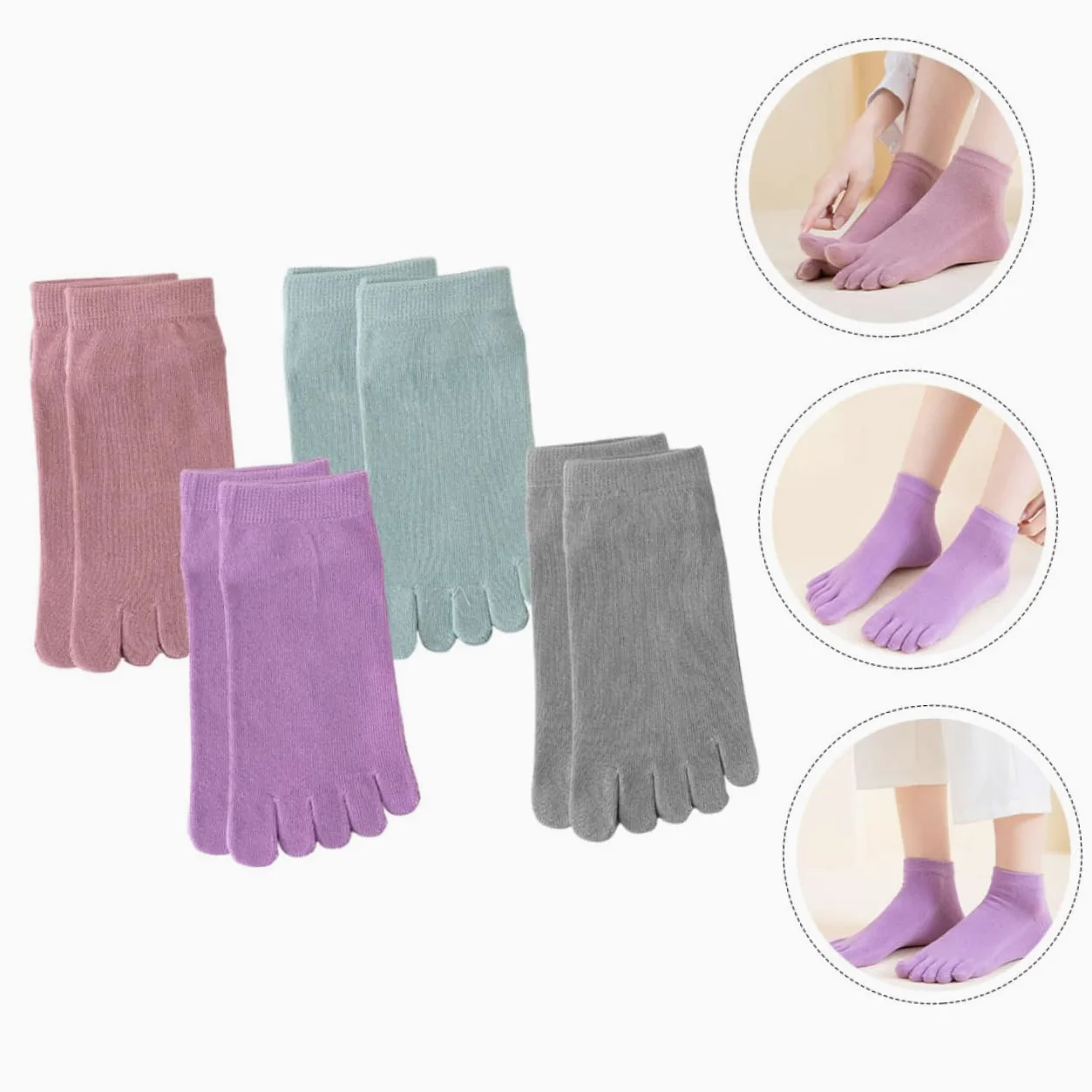 PACKOVE 3 Series Calcetines De Punta Calcetines De Mujer Cortar Mujer Invisibles De Cinco Dedos Bajo De Algodón Para Mujeres Cortos 4 Pares*3