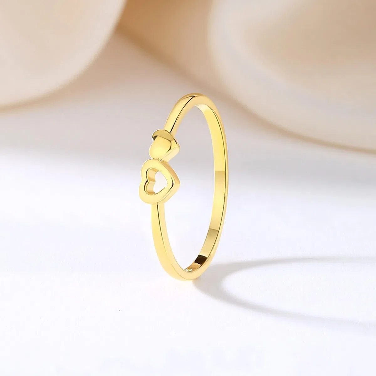 Anillos para mujer, diseño de corazón, oro amarillo de 9 quilates, talla 49 (15,6)