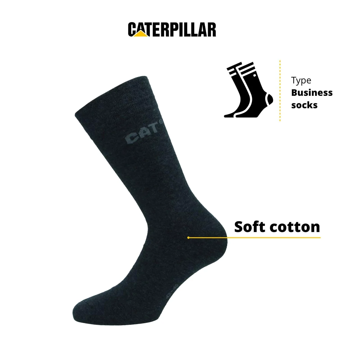 Caterpillar 10 Pares Calcetines Media Pantorrilla para Hombre - Para Cualquier Uso - Absorción Humedad - Algodón Cosido a Mano