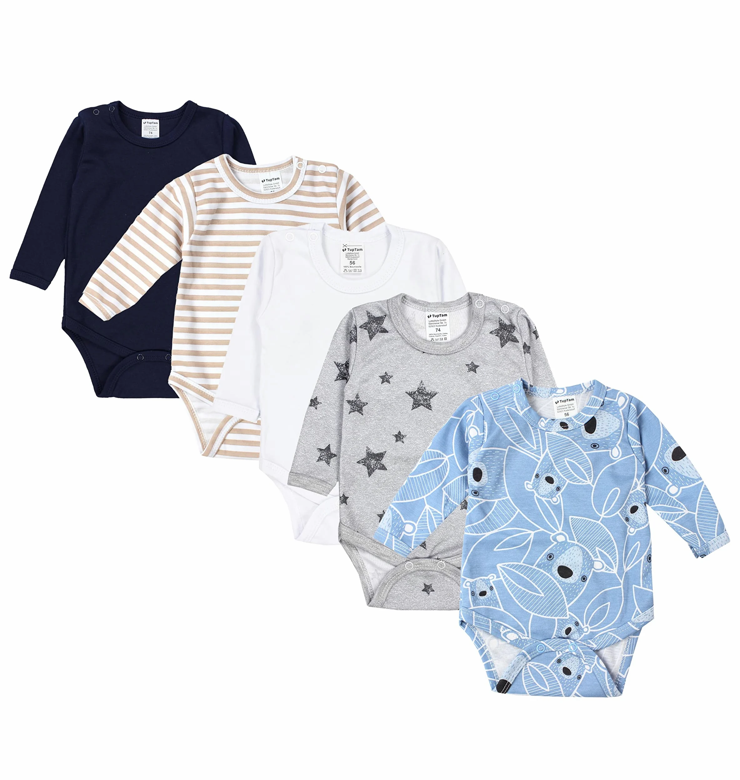 TupTam Body Bebé Niño 5 Pack Algodón Suave Manga Larga OEKO-TEX