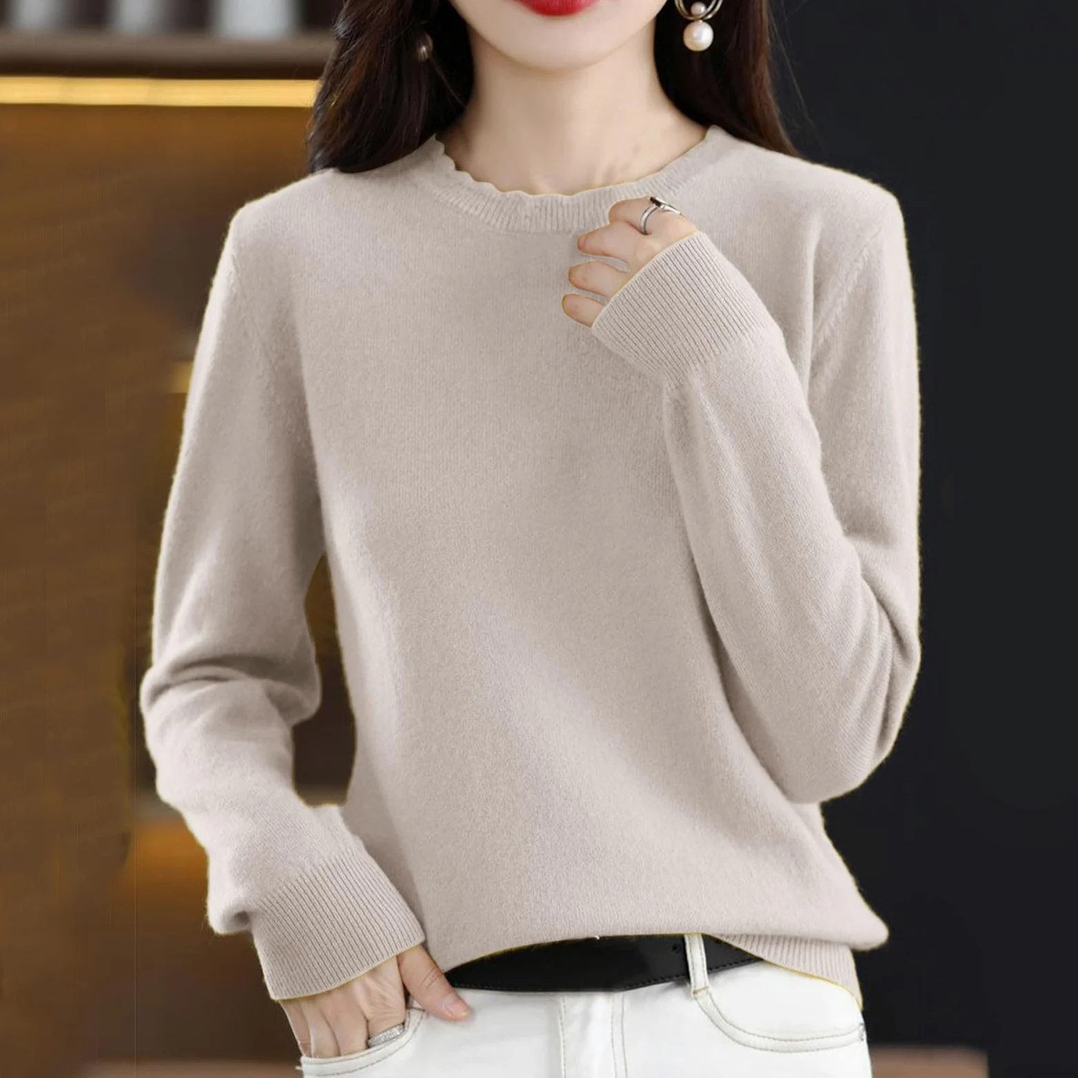 Camiseta térmica Interior Femenina Manga Larga Cuello para Invierno Abrigada