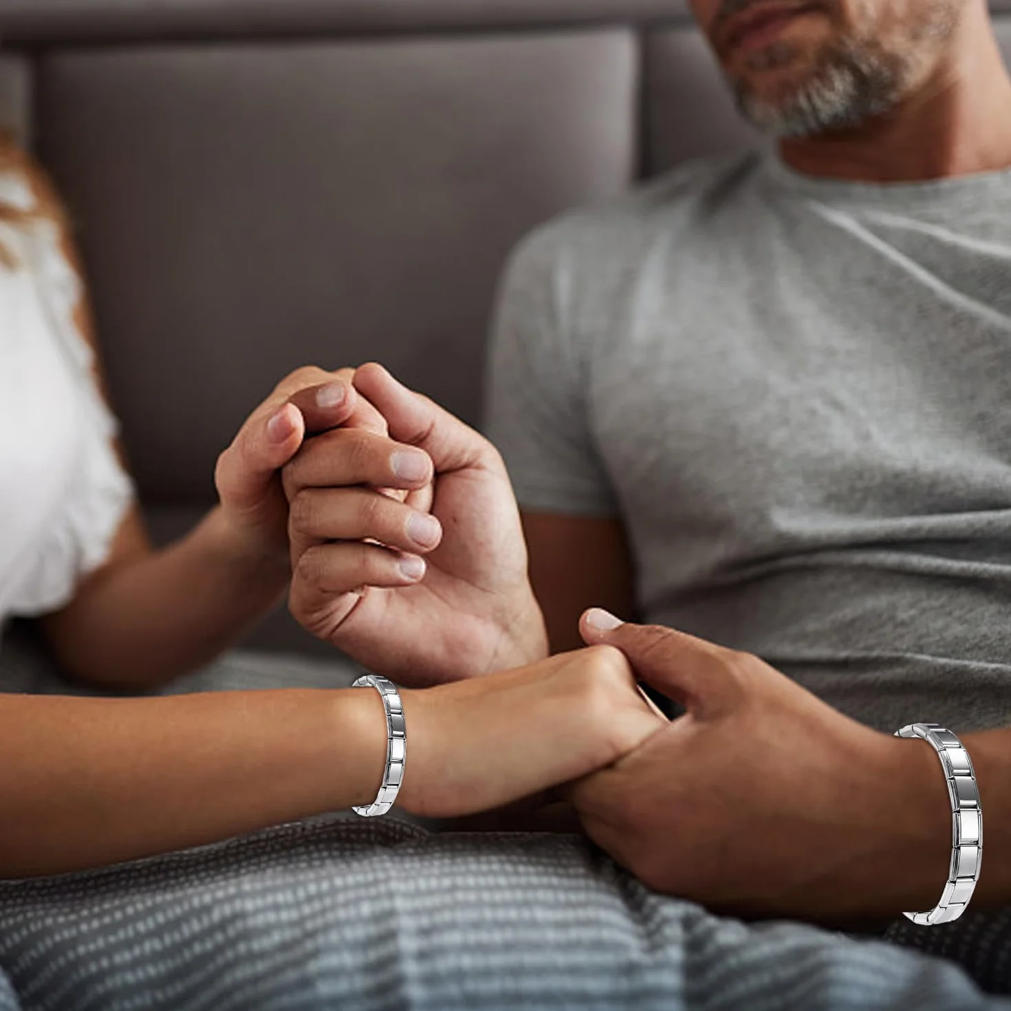 SLEEKEE 2 pulseras de plata de 9 mm para hombre, estilo italiano, pulseras de parejas, pulsera elástica de acero inoxidable, pulsera de titanio de acero inoxidable, regalo para amigos, Acero