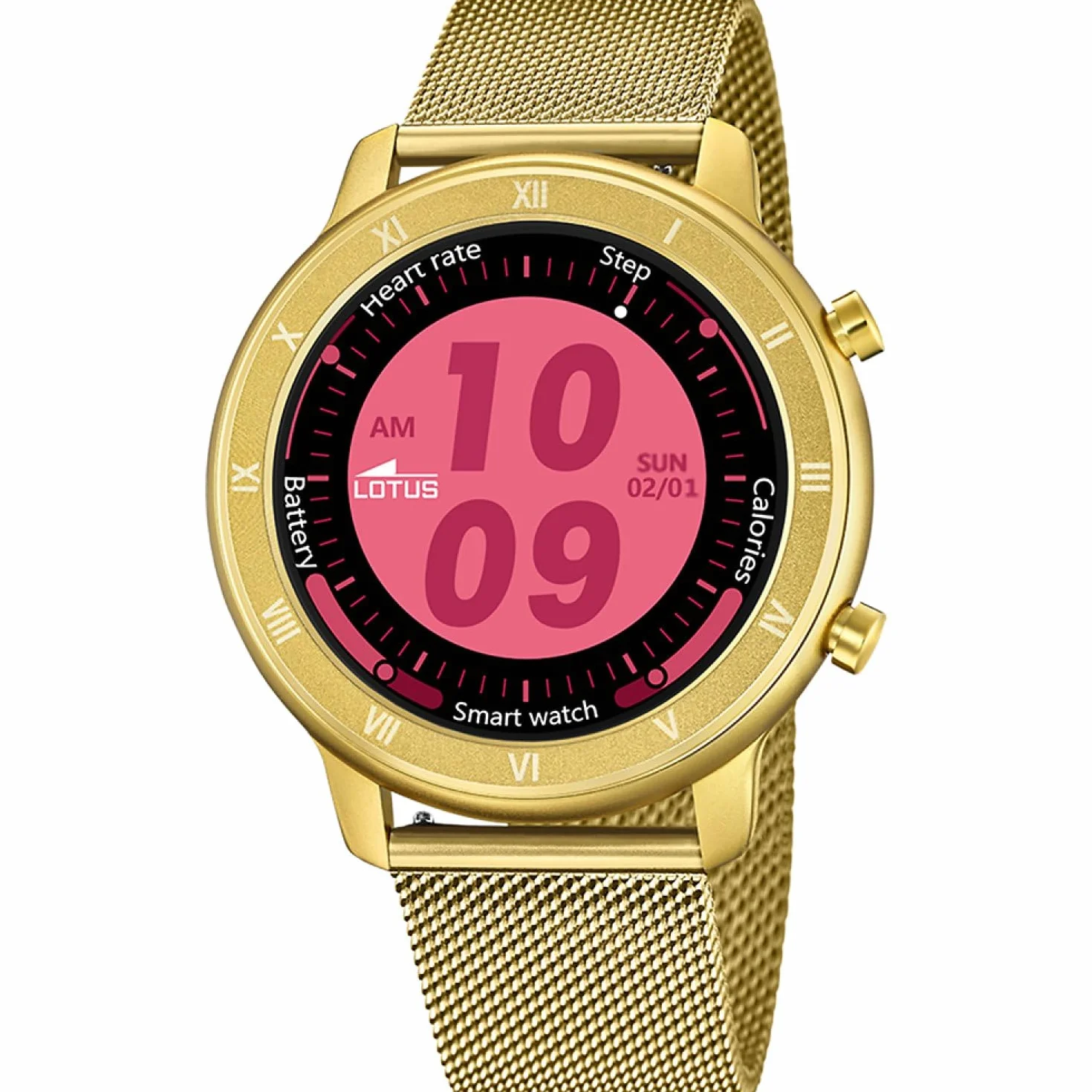 LOTUS Reloj Inteligente Mujer - Smartwatch de Acero Inoxidable Dorado - Resistente al Agua IP65 - Control Música, Cuenta Pasos y Calorías, Teléfono, Deportes, Frecuencia Cardíaca, 50038/1