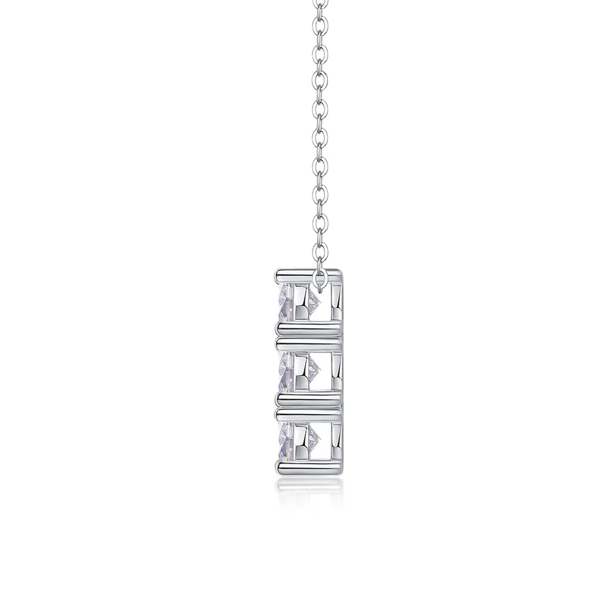 Collares de oro blanco para mujer con moissanita, oro blanco/platino, collar ajustable para mujer, tres piedras simples