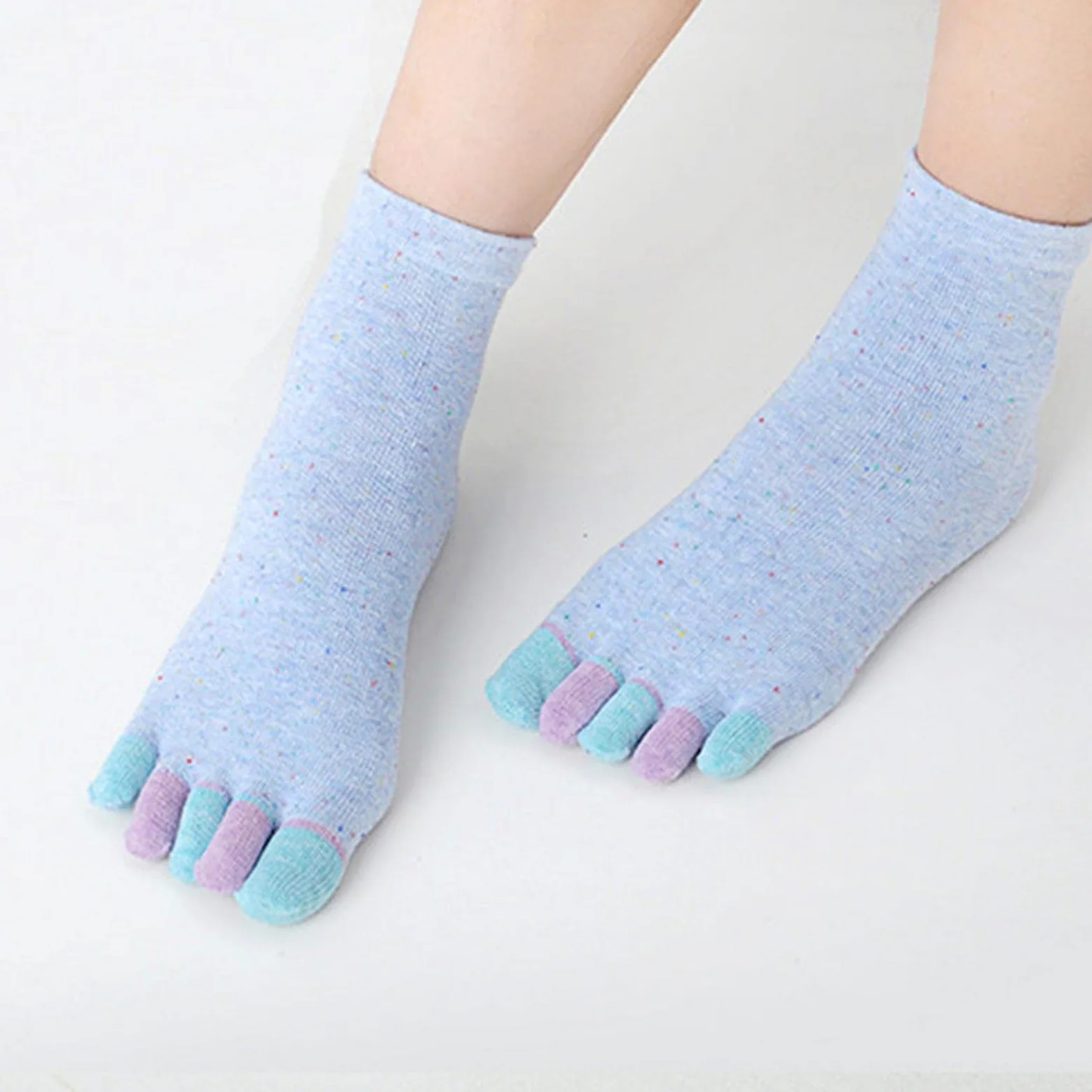 MOGSA Calcetines para mujer, 5 unidades, para primavera, otoño, cinco dedos, calcetines de tubo de algodón, calcetines coloridos para mujer, calcetines de 5 dedos