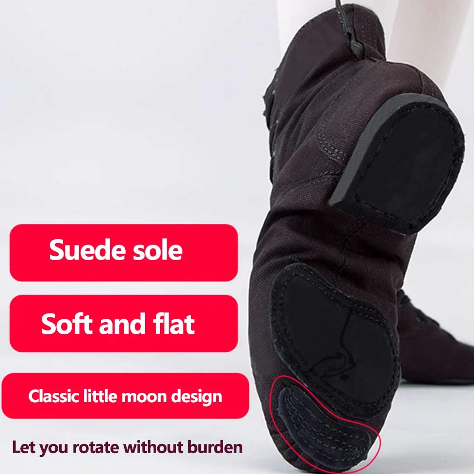 Lienzo Jazz Dance botas, zapatos de suela blanda Deportes Fitness, zapatos de baile, ligero, cómodo y zapatos de cordones de ejercicio duraderos
