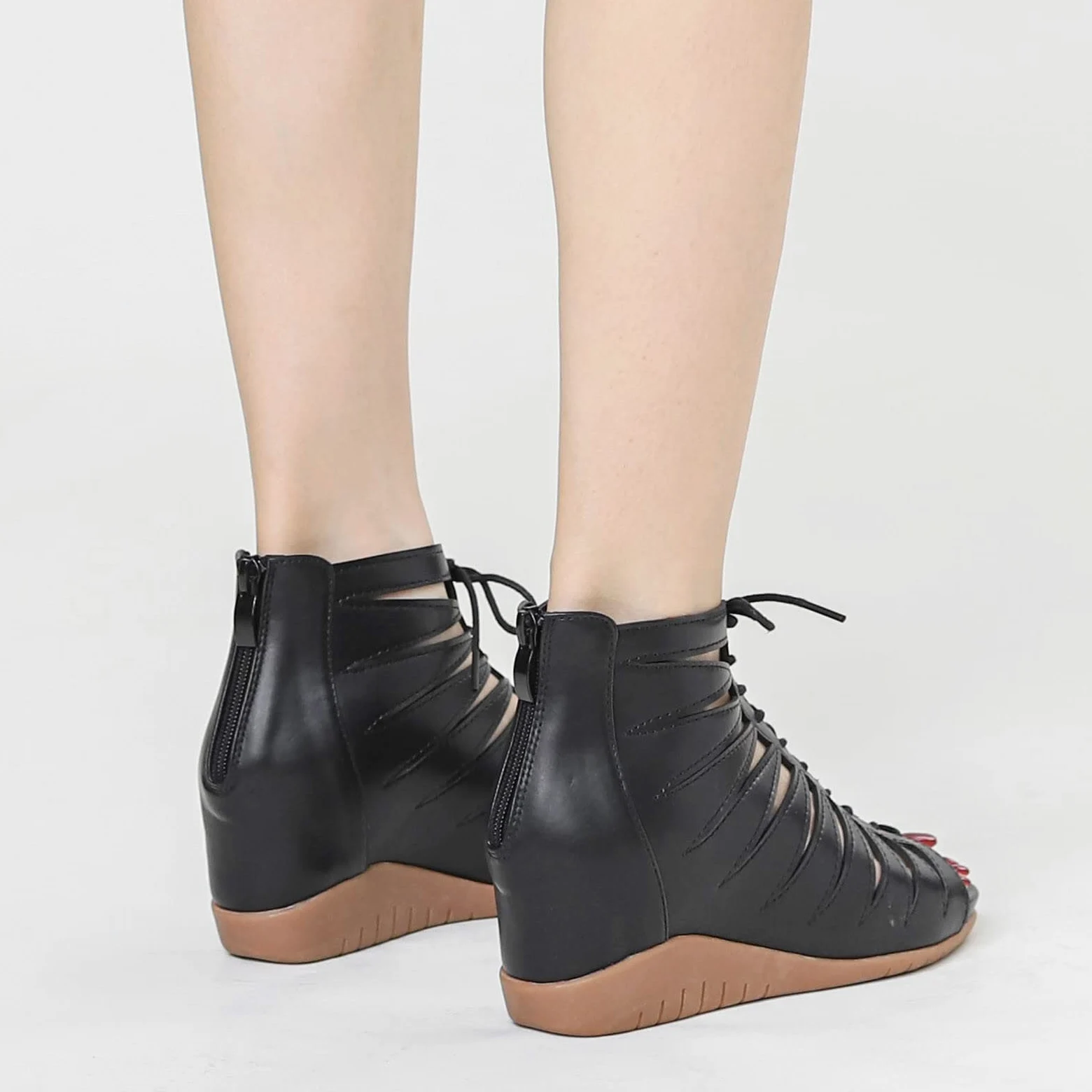 Genérico Cuñas Mujer Plataforma Sandalias Tacon Comodas Sandalias de Tacón de Cuña para Mujer,Bohemias Romanas Étnica Hueca para,Zapatos Playa Verano