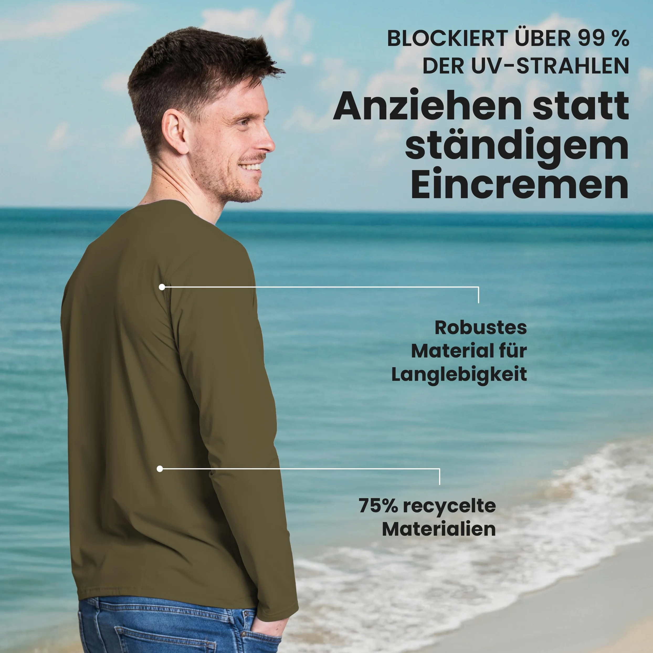 iQ-UV Camiseta de manga larga para hombre iQ Company, protección UV, protección contra el calor, reciclada, para exteriores