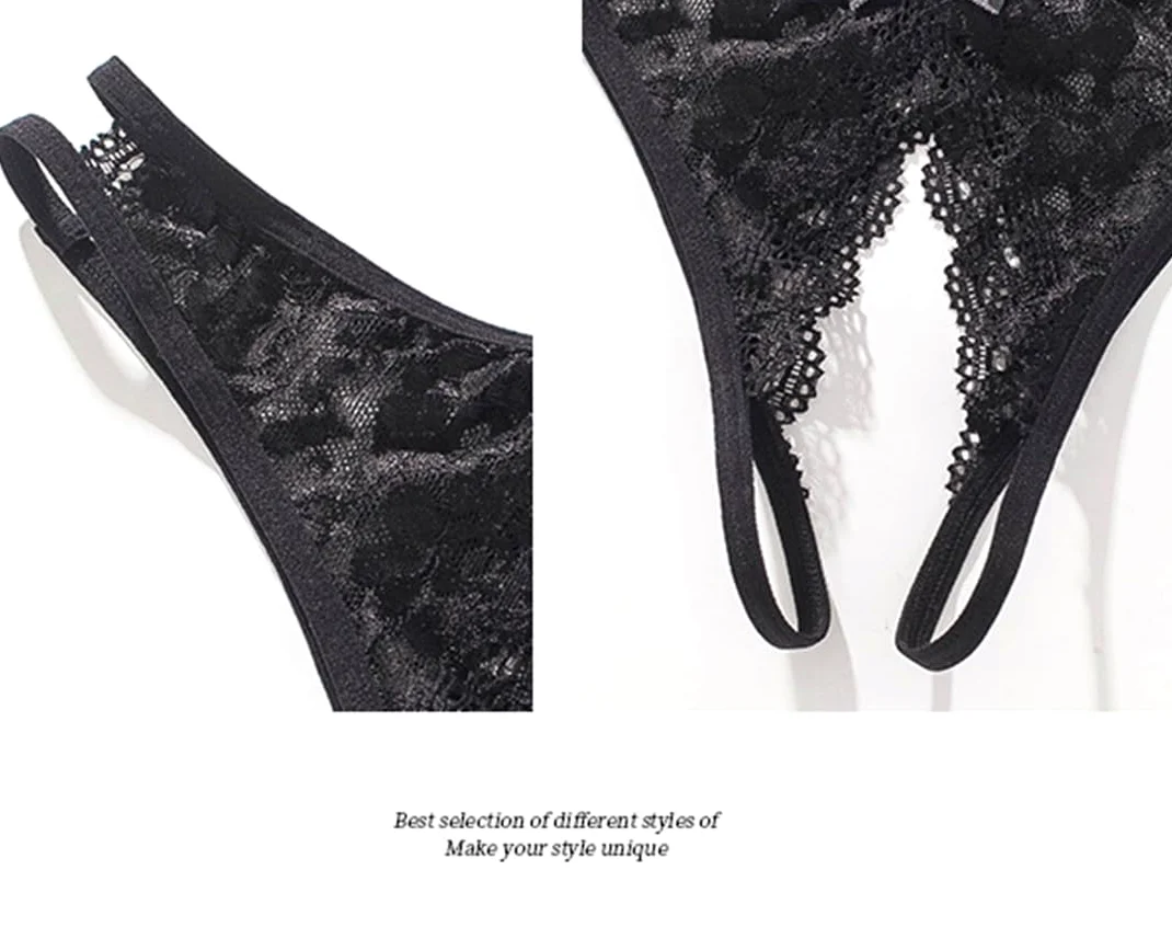 Tangas de encaje para mujer, ropa interior de talle bajo con espalda en T, paquete de 1-5