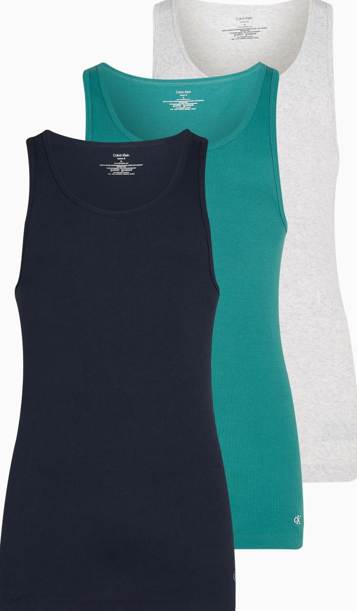 Calvin Klein Tank 3pk Lv00nb4036 Camiseta de Tirantes Anchos Hombre (Pack de 3)