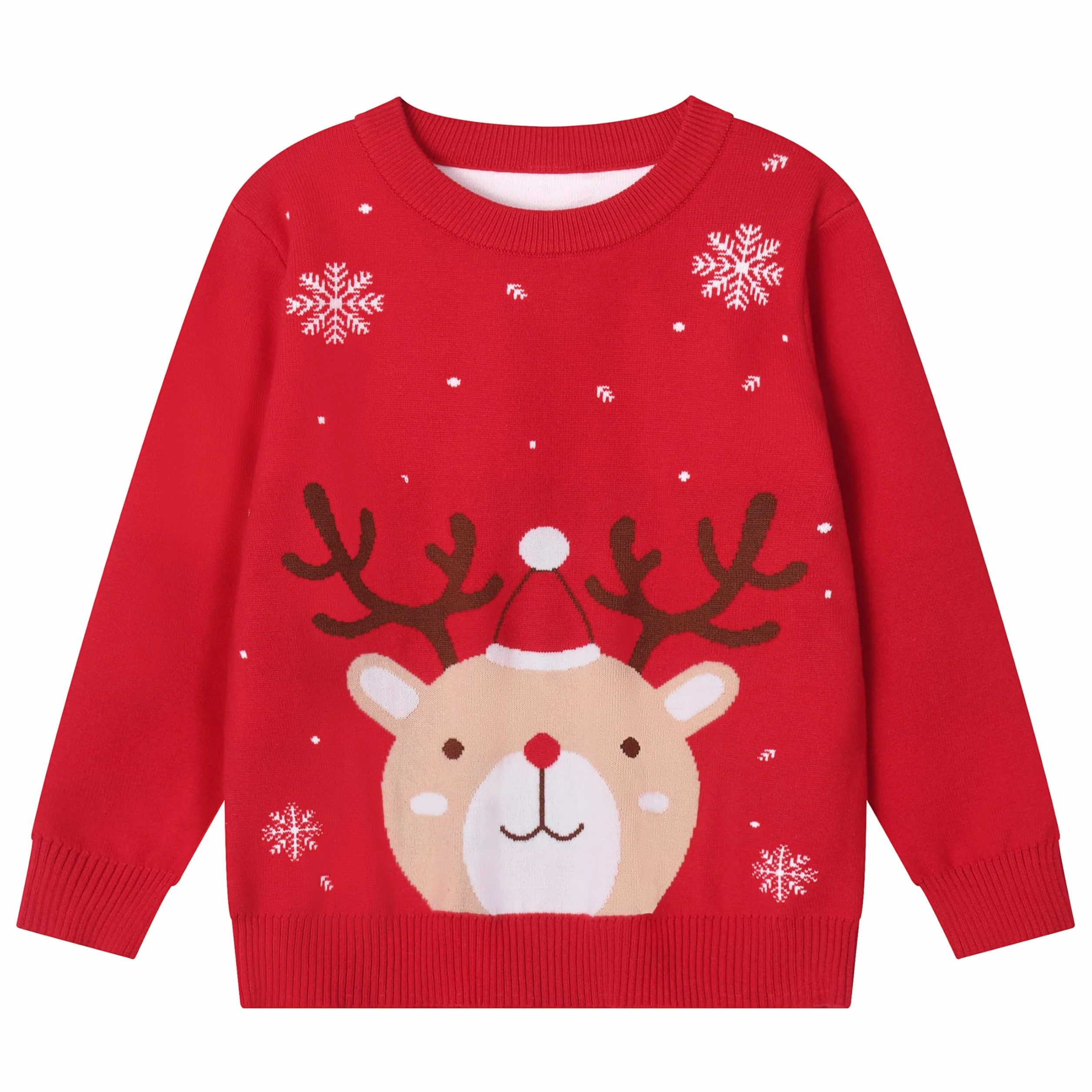 Jersey Navideño Niño Niña Pullover Papá Noel Reno Navidad Suéter Punto Cuello Redondo Bebe 3-7 Años