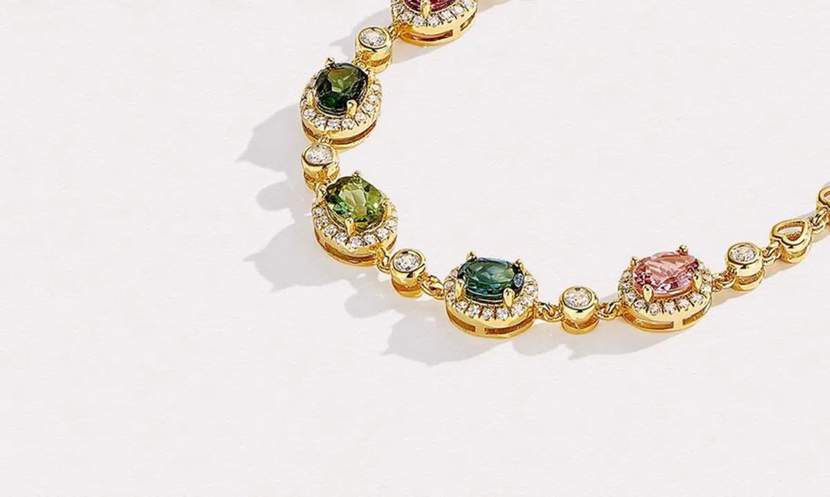 Pulseras de la amistad para adultos, oro amarillo de 14 quilates, ovaladas con piedras preciosas naturales coloridas de 1,6 quilates y circonita cúbica, pulsera y pulseras para mujer de 19 + 3