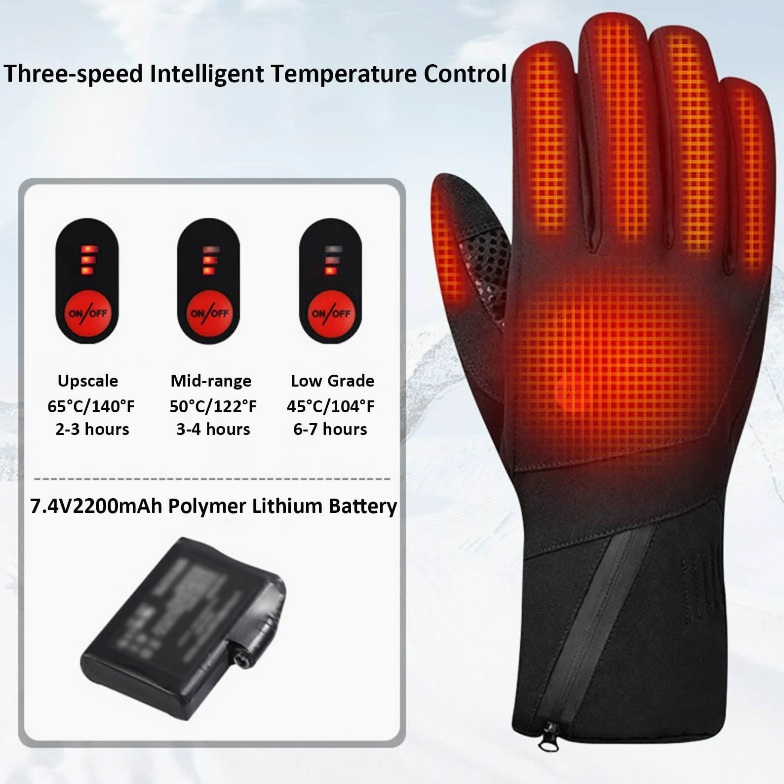 Guantes calefactables con batería eléctrica para Hombres y Mujeres, Guantes Calentadores de Manos alimentados por batería para Interiores y Exteriores para Escalada, Senderismo y Ciclismo