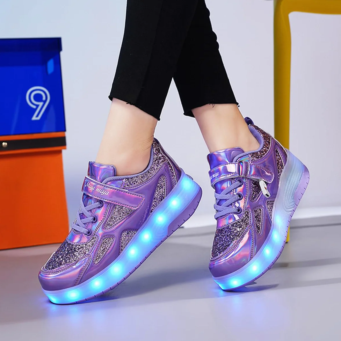 Buty LED z Podwójnymi Kołami dla Dzieci - Automatyczne Buty do Skateboardingu Sportów na Zewnątrz