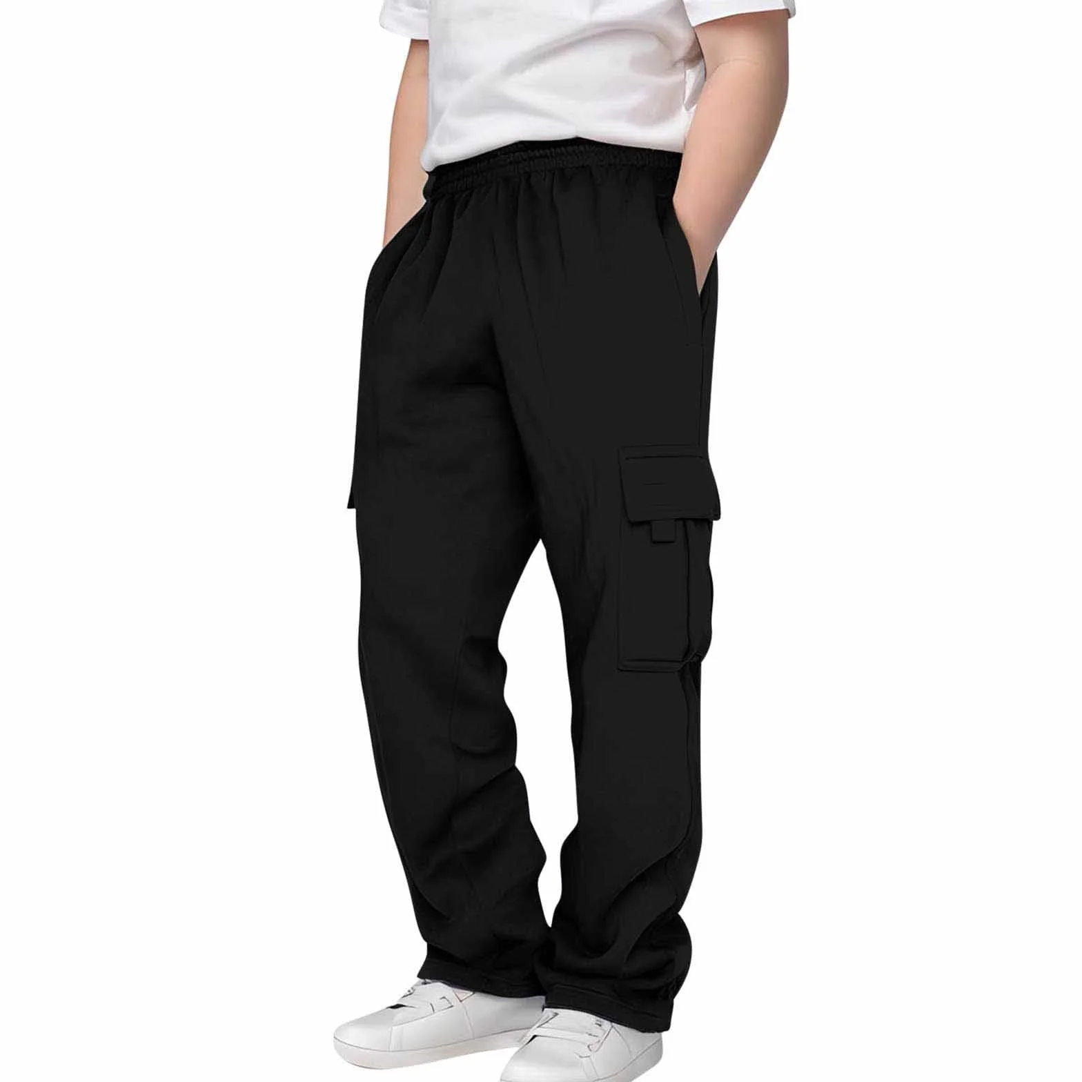 Pantalones deportivos largos para hombre con cordón negro