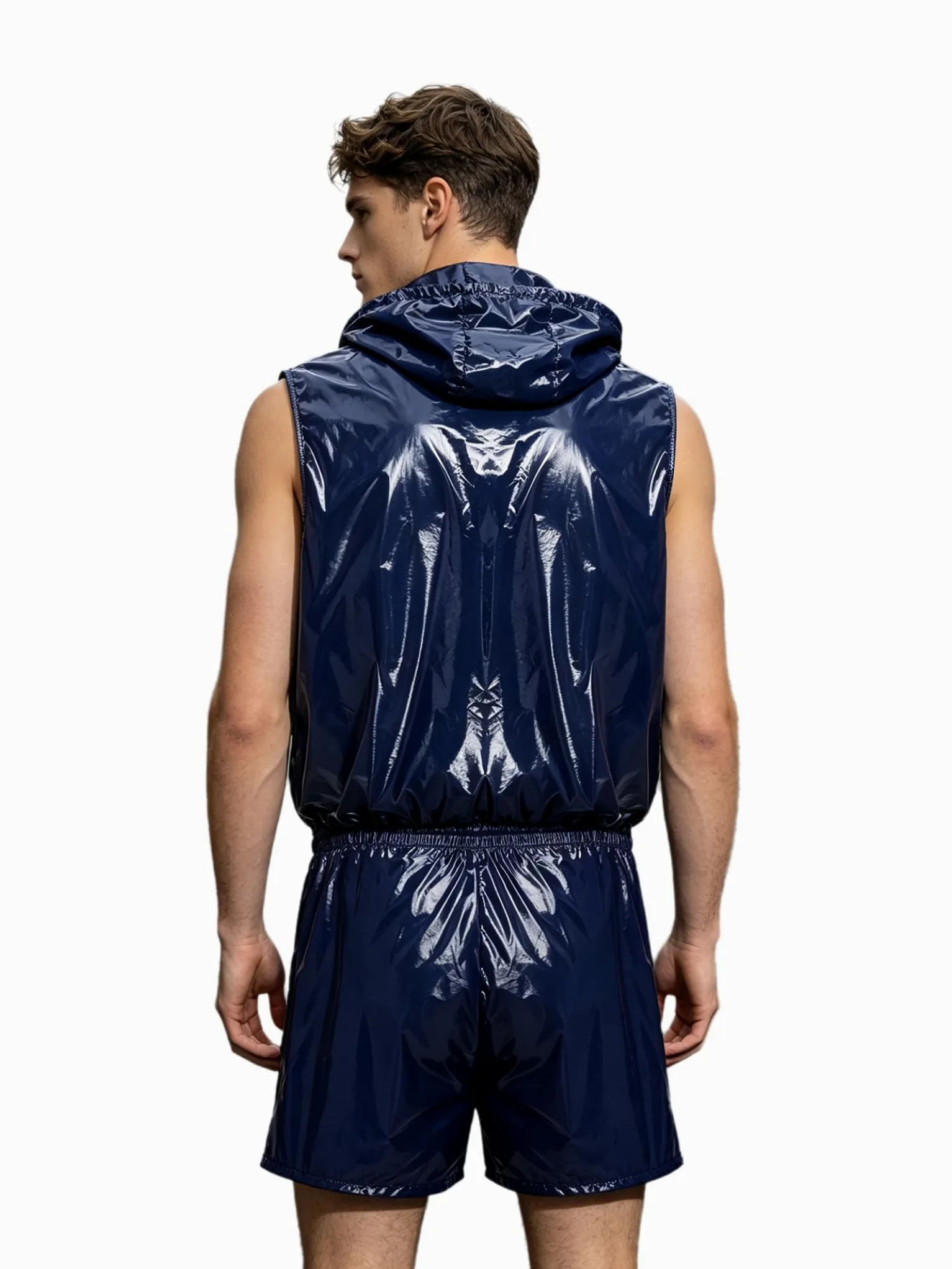 Sywiyi Hombre Streetwear Traje Deportivo Hombres Tracksuit Dos Piezas Top | Conjunto Trajes Actuación En Escena,Cintura Elástica,Abrigo Sin Mangas,Gimnasio,Golf,Ropa Casual,Ciclismo,Vacaciones