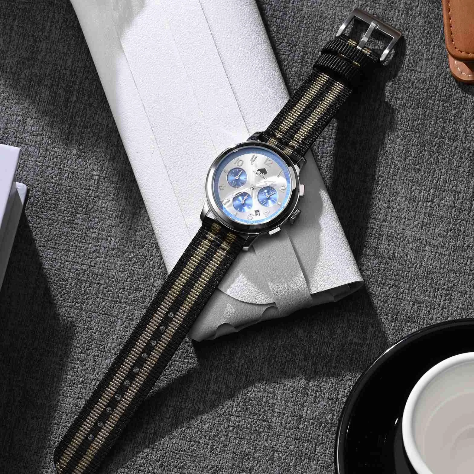 BISONSTRAP Correas de Nailon Militar, Correas de Reloj para Hombres, Liberación Rápida, Hebilla Cepillada, Ancho de Correa 18mm 19mm 20mm 22mm