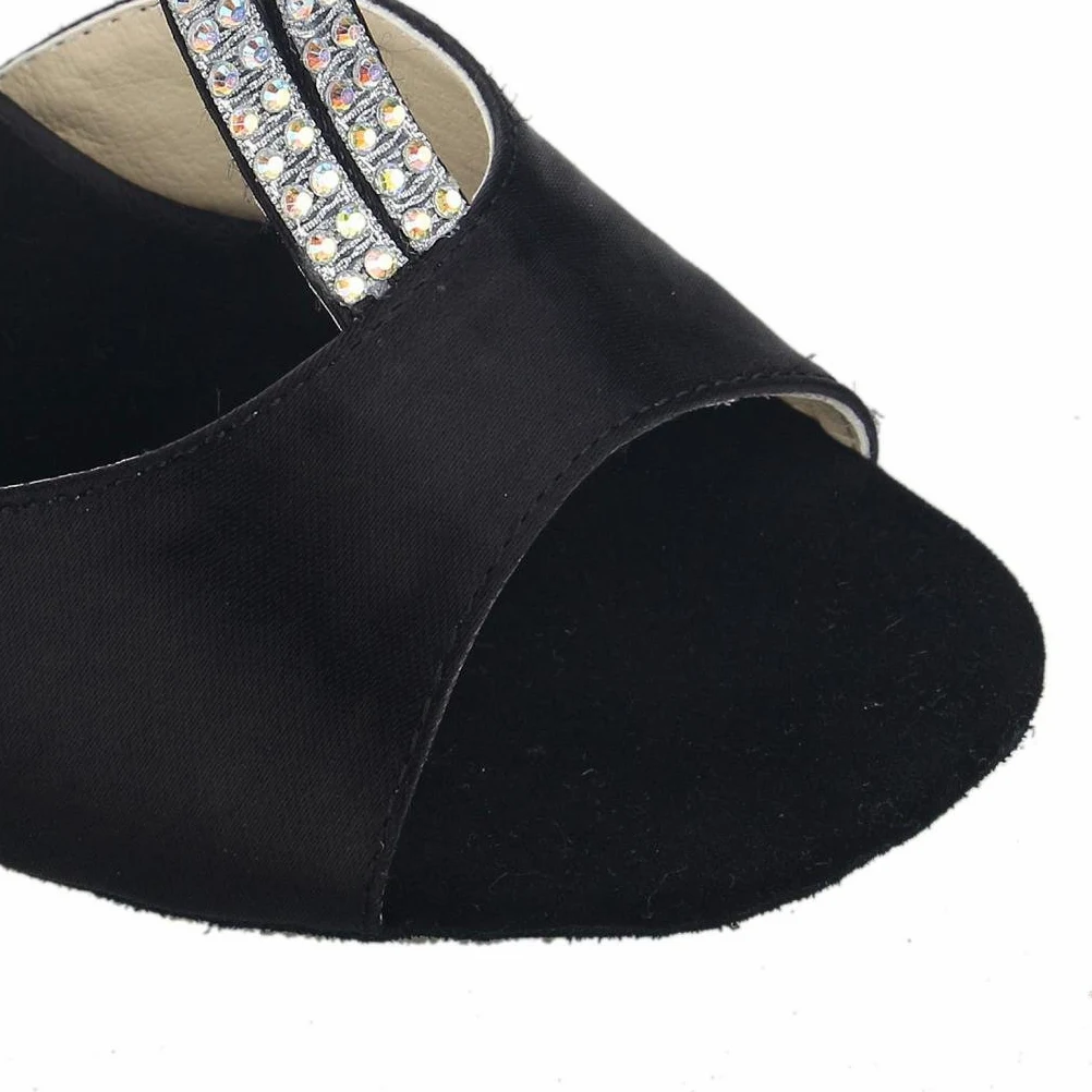 JIA JIA 20520 Sandalias de mujer Tacón acampanado Super Satén Zapatos de baile latino