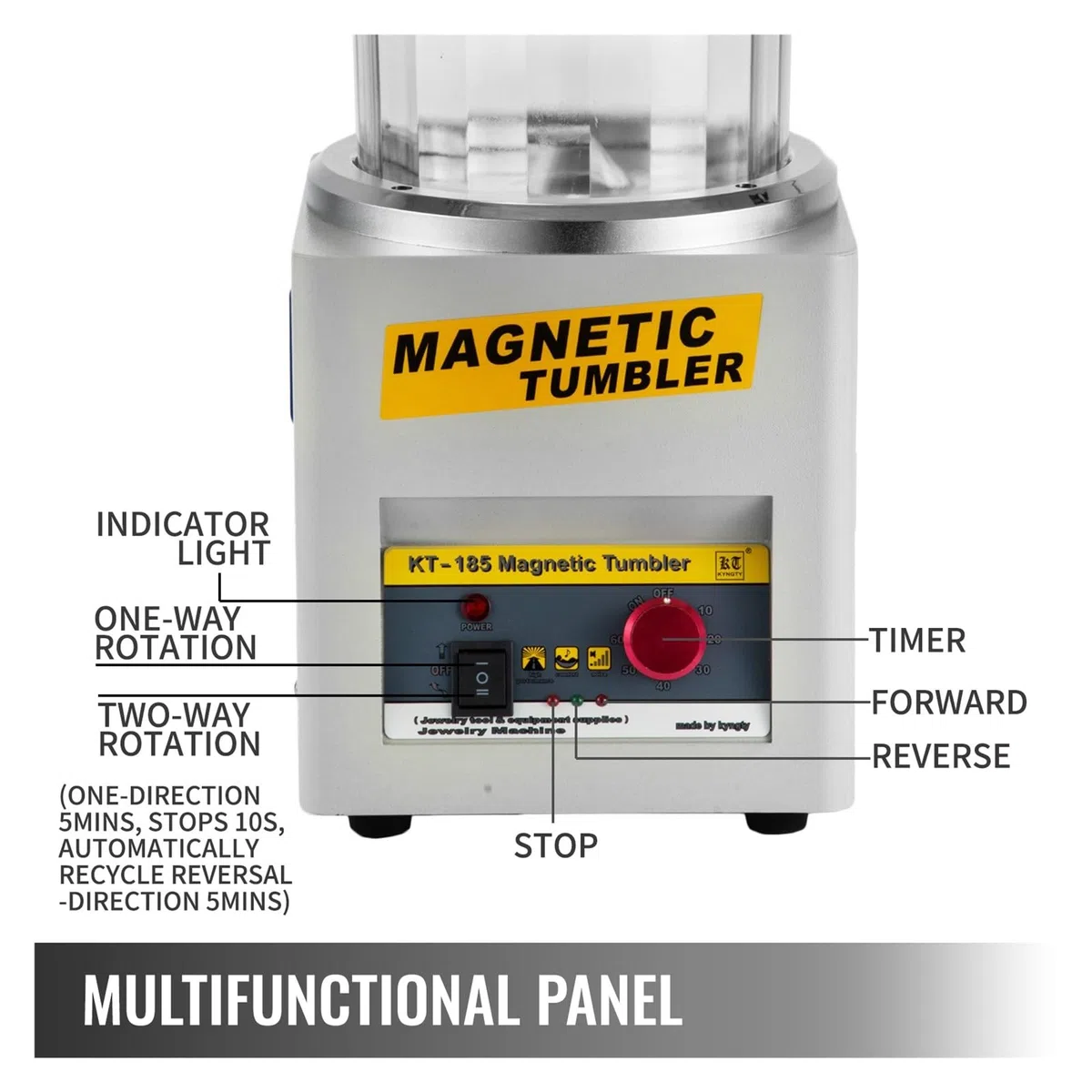 EDEDE Pulidor de Joyas con Vaso magnético KT-185, Mini máquina de Acabado de Metal AC 110V/220V, pulidora de Piezas de precisión Dorada