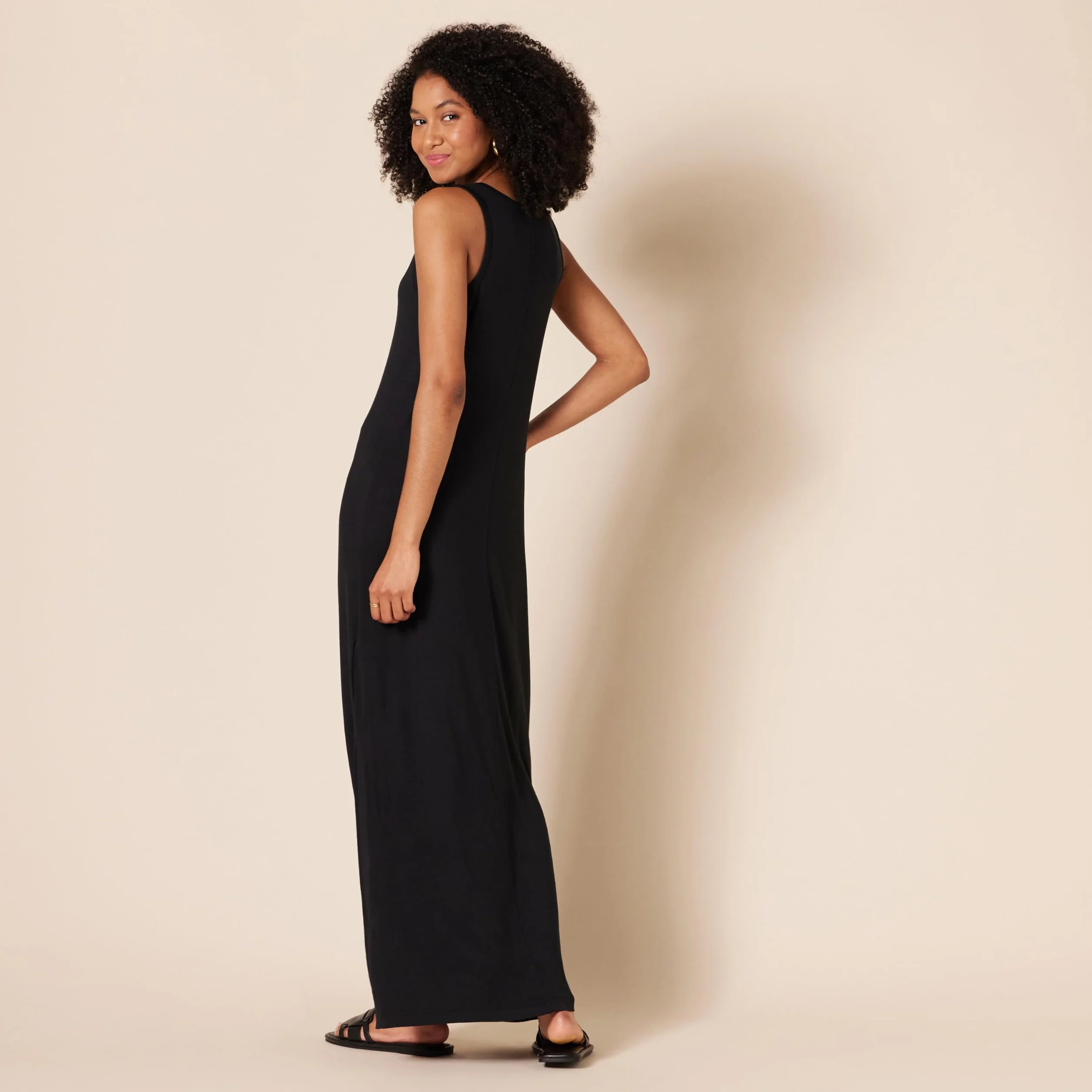 Amazon Essentials Mujer Vestido Largo de Punto Cuello en V Abertura Lateral