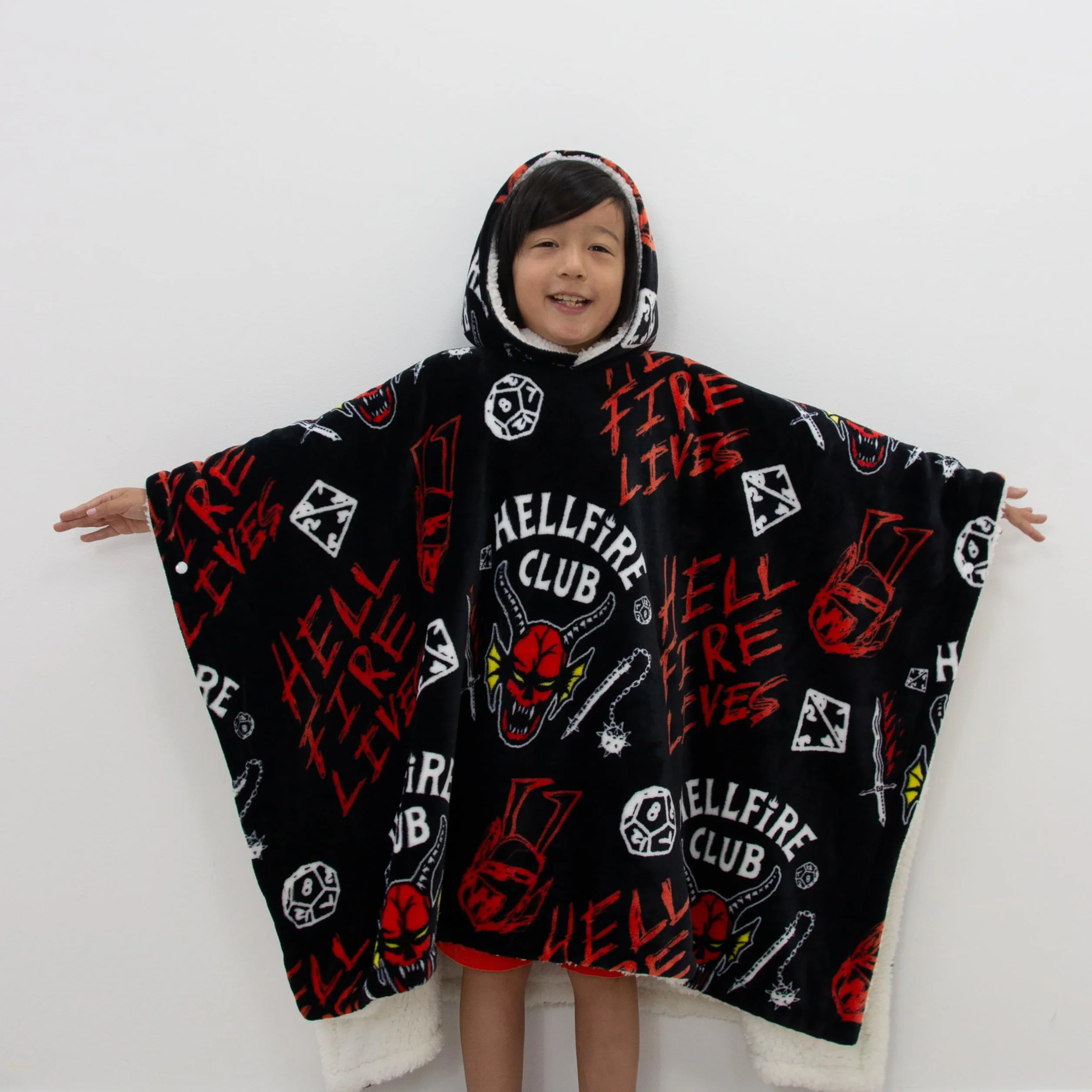 Stranger Things Poncho de forro polar con capucha oficial, diseño demagorgon, cálido y suave
