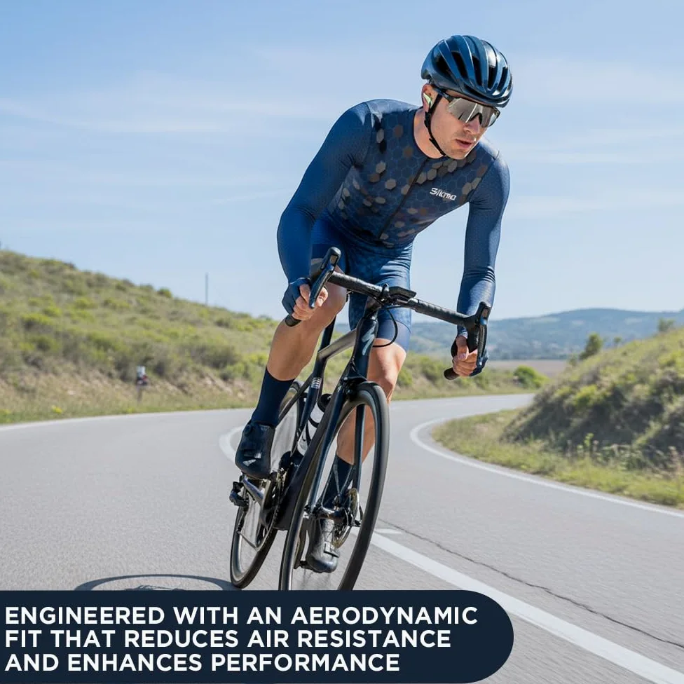 Sikma Traje de ciclismo para hombre, manga completa, acolchado de gel, aerodinámico, trisuit, triatlón sublimado