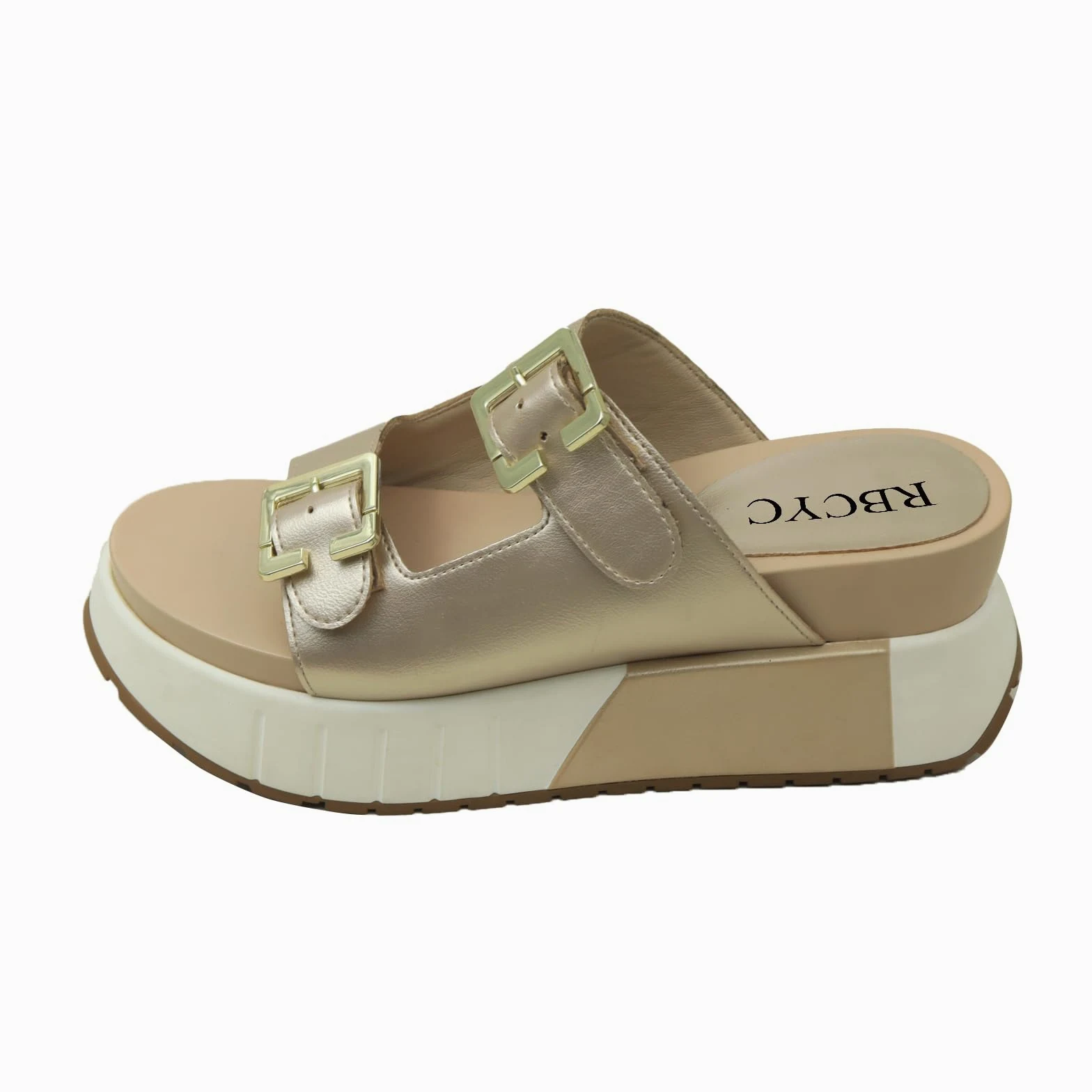 Sandalias de mujer con hebilla Slip On Stramchenssandalen Plataforma Chanclas abiertas Punta redonda Zapatos de tacón grueso con plantilla Casual Viajes