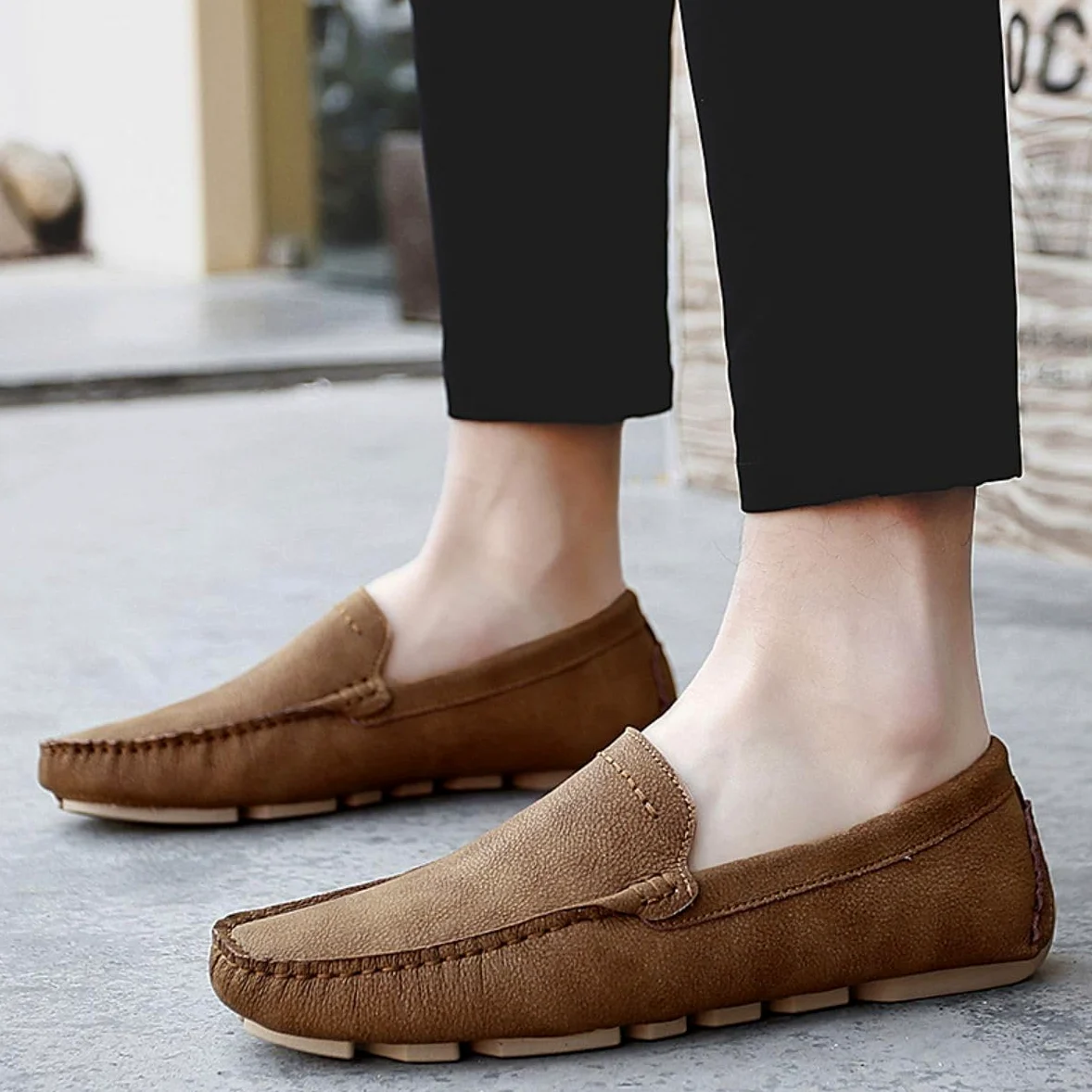 Mocasines para Hombre de Cuero Moda Slip-on Shoes Driver Shoes Casual Flat Shoes 38-49 EU