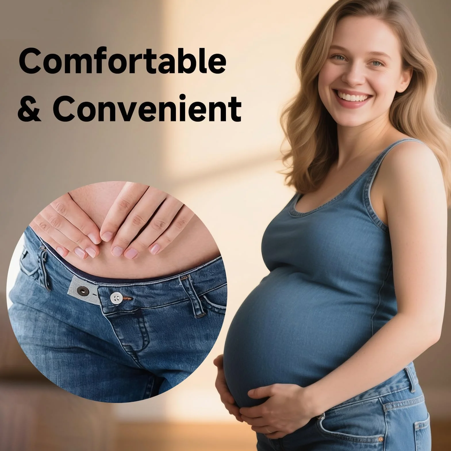 10 Piezas Extensor de Cintura para Pantalones, Botones Ajustables en Negro/Azul/Blanco/Caqui/Gris, Ideal para Embarazadas y Ajuste de Ropa, Alargador de Cintura para Hombre y Mujer