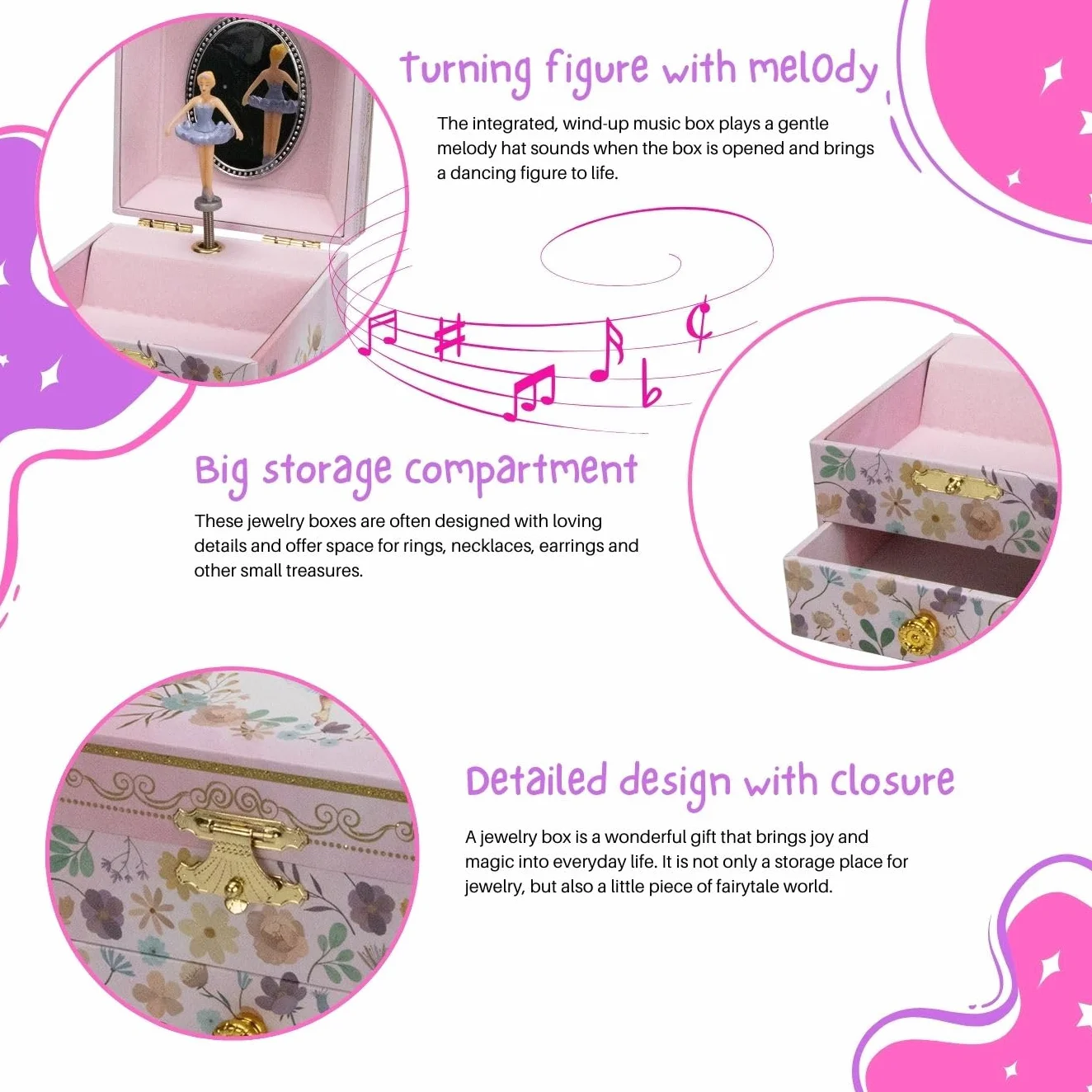 GICO Caja de Joyería Ballerina con Música y Espejo para Niñas