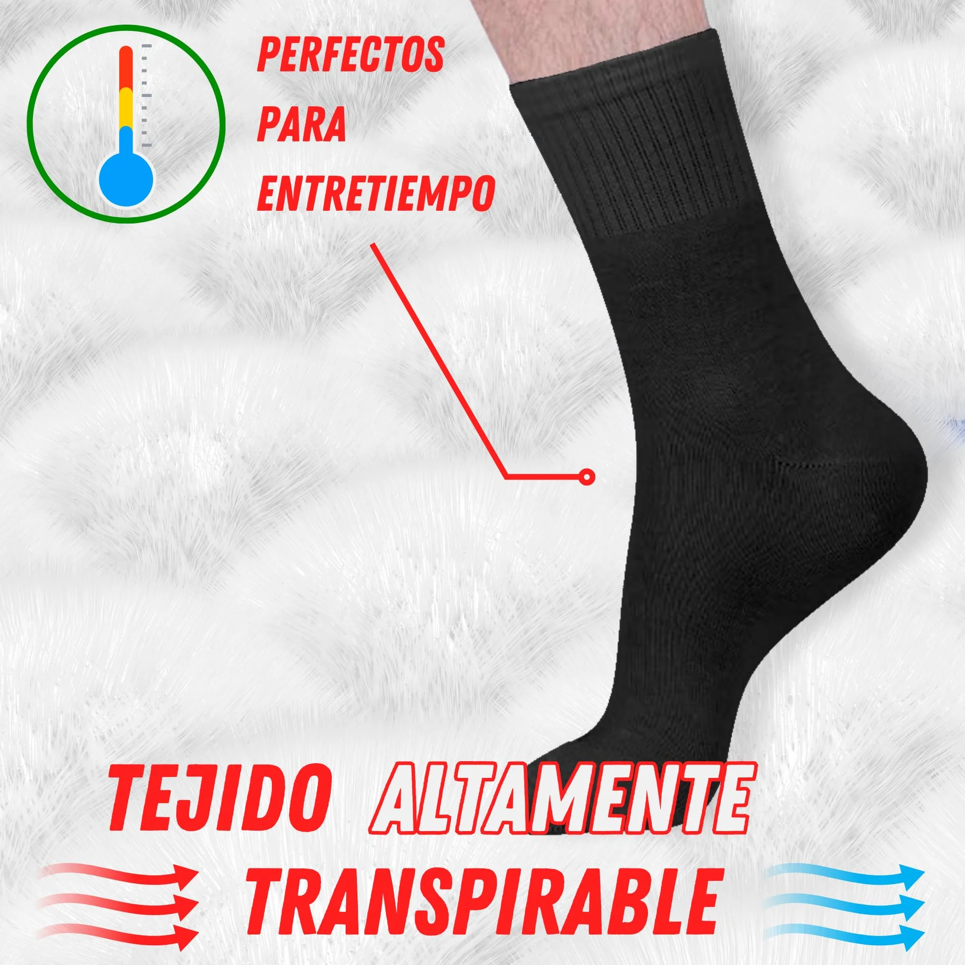 Calcetines Deporte Unisex para Mujer y Hombre - Paquete de 6 Pares