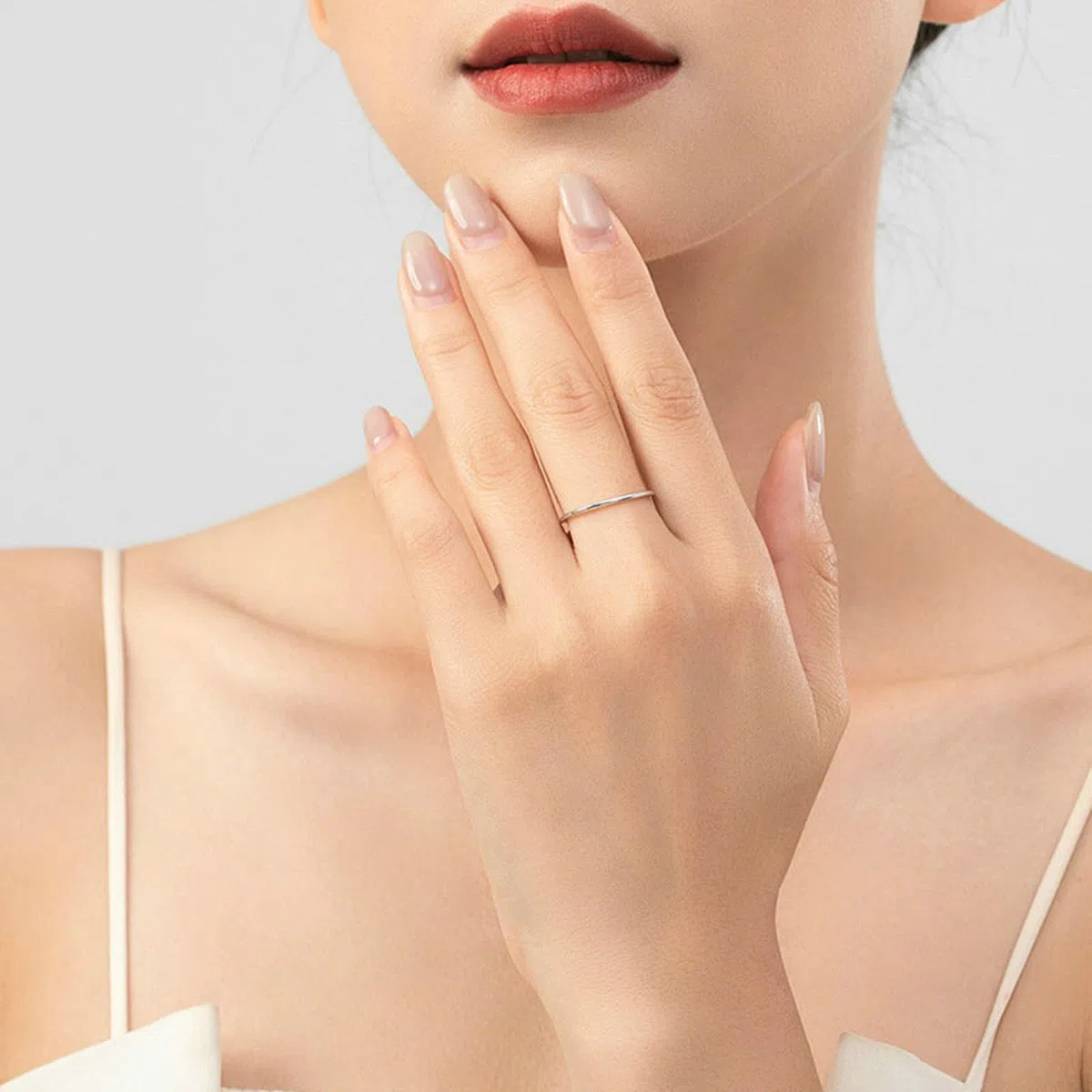 KnSam Anillo de boda de oro blanco Au 375/585/750, anillo de boda, anillo apilable, para parejas, 9 K/14 K/18 K, oro blanco, talla 47-65