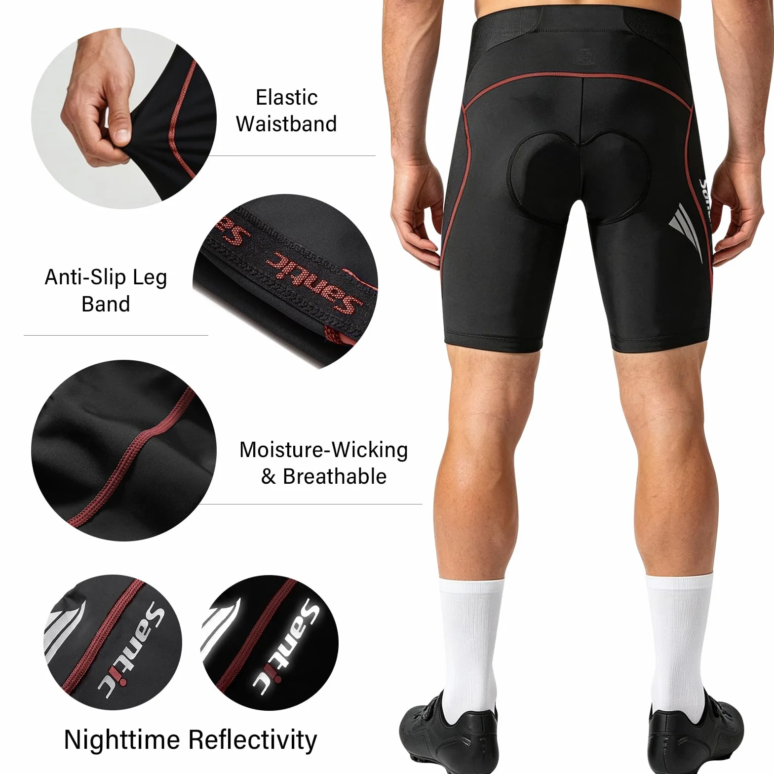 Santic Pantalon Ciclismo Hombre Corto MTB Acolchado