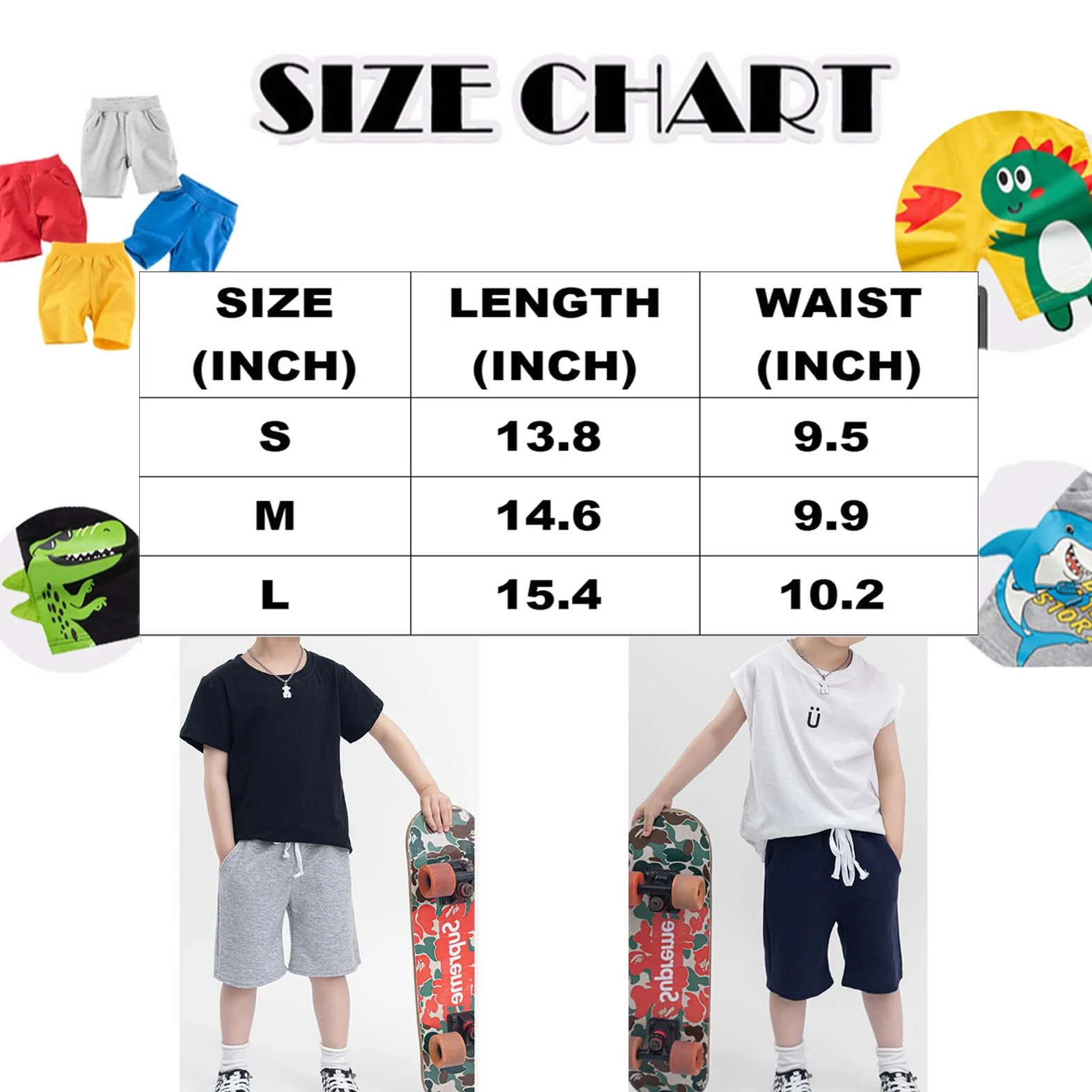 Pantalones Cortos Algodón Verano para Niños Bermuda Color Sólido 3-8 Años