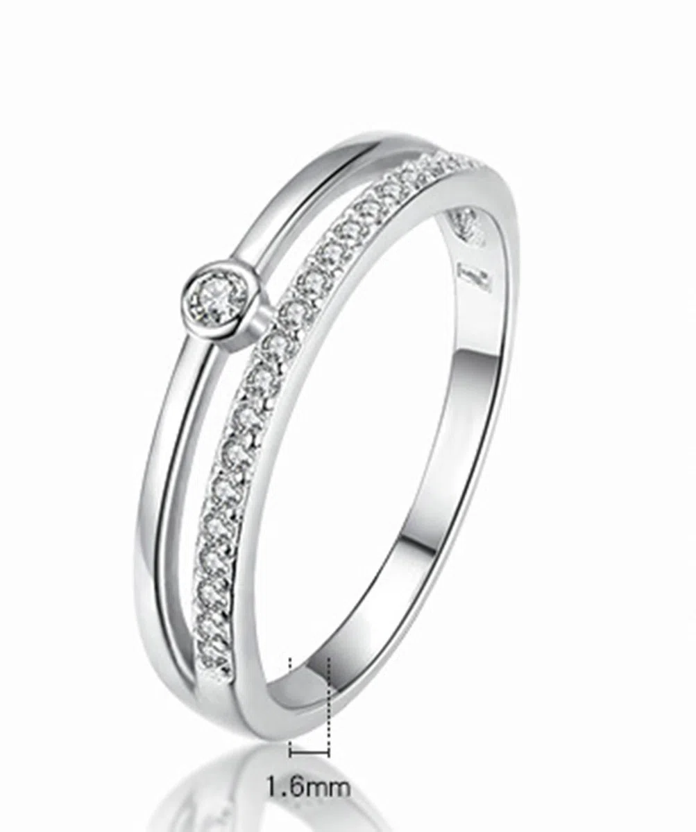 Anillo de oro blanco 9 K/14 K, alianzas de compromiso redondo con moissanita blanca promesa regalos para mujer