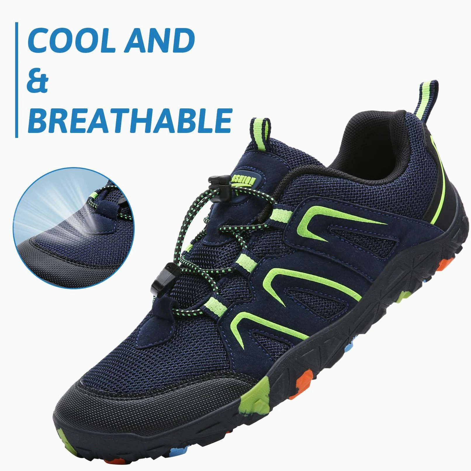 Chaussures Randonnée Garçon Chaussures de Trail Enfant léger Antidérapant Marche de Trekking Outdoor(N Azul Verde,34 EU)